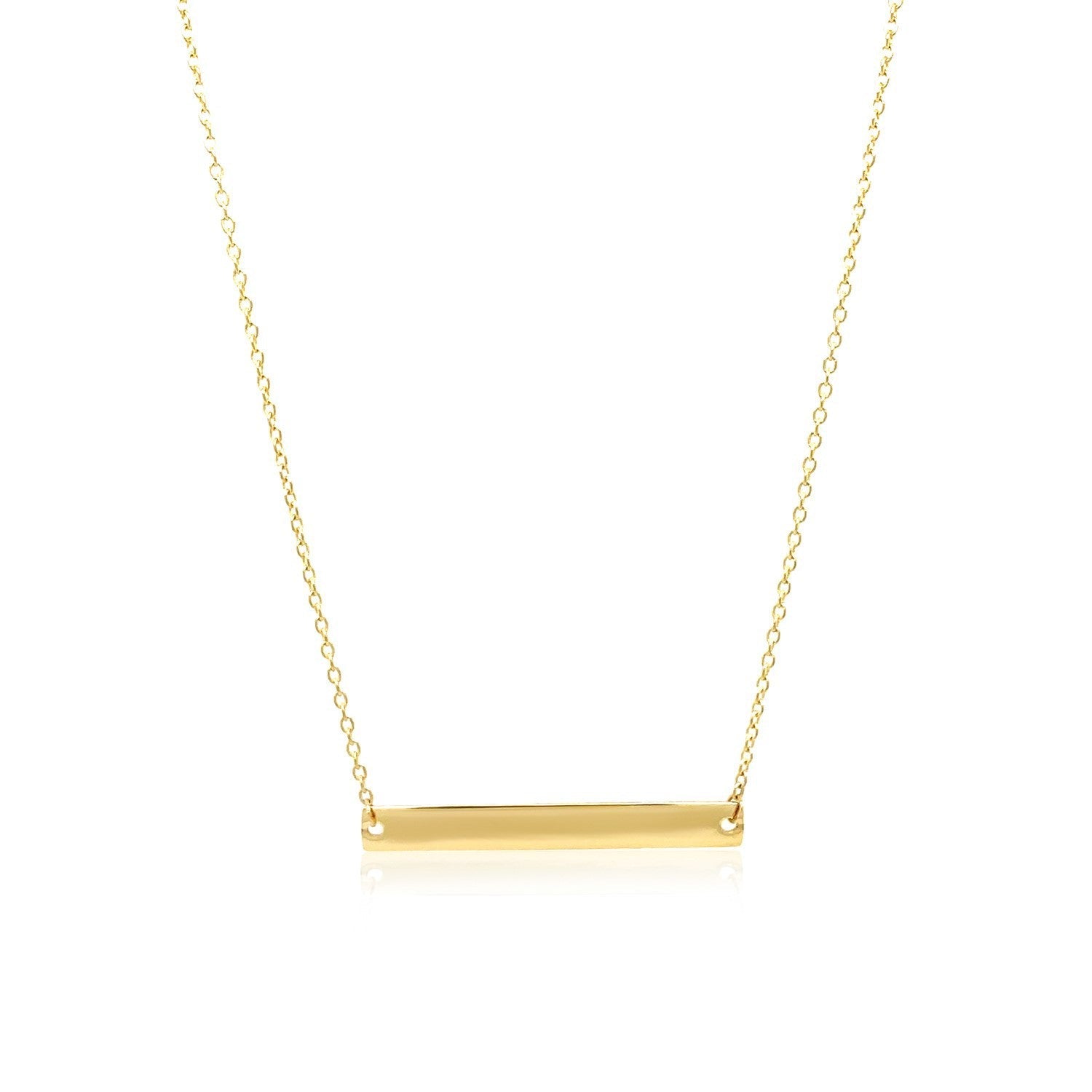 14k Yellow Gold Smooth Flat Horizontal Bar Style Necklace on sale at MyriadMart