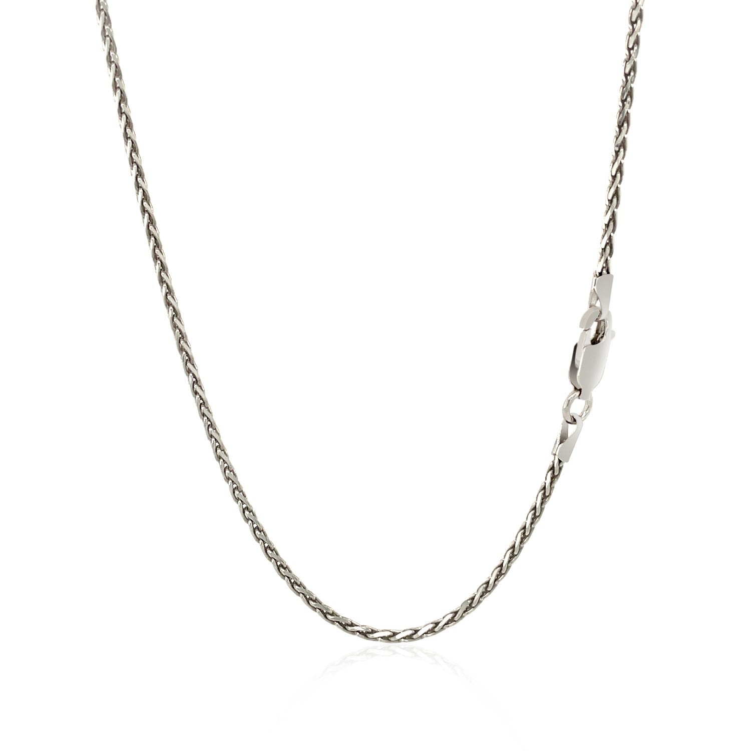 Sterling Silver Rhodium Plated Wheat Chain 1.5mm on sale at MyriadMart