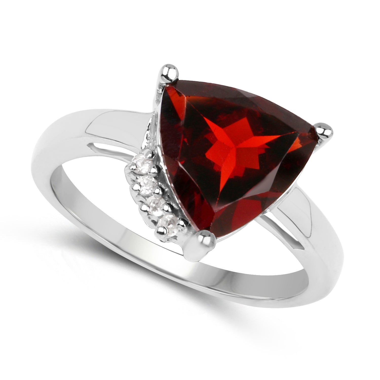 3.56 Carat Genuine Garnet and White Topaz .925 Sterling Silver Ring on sale at MyriadMart