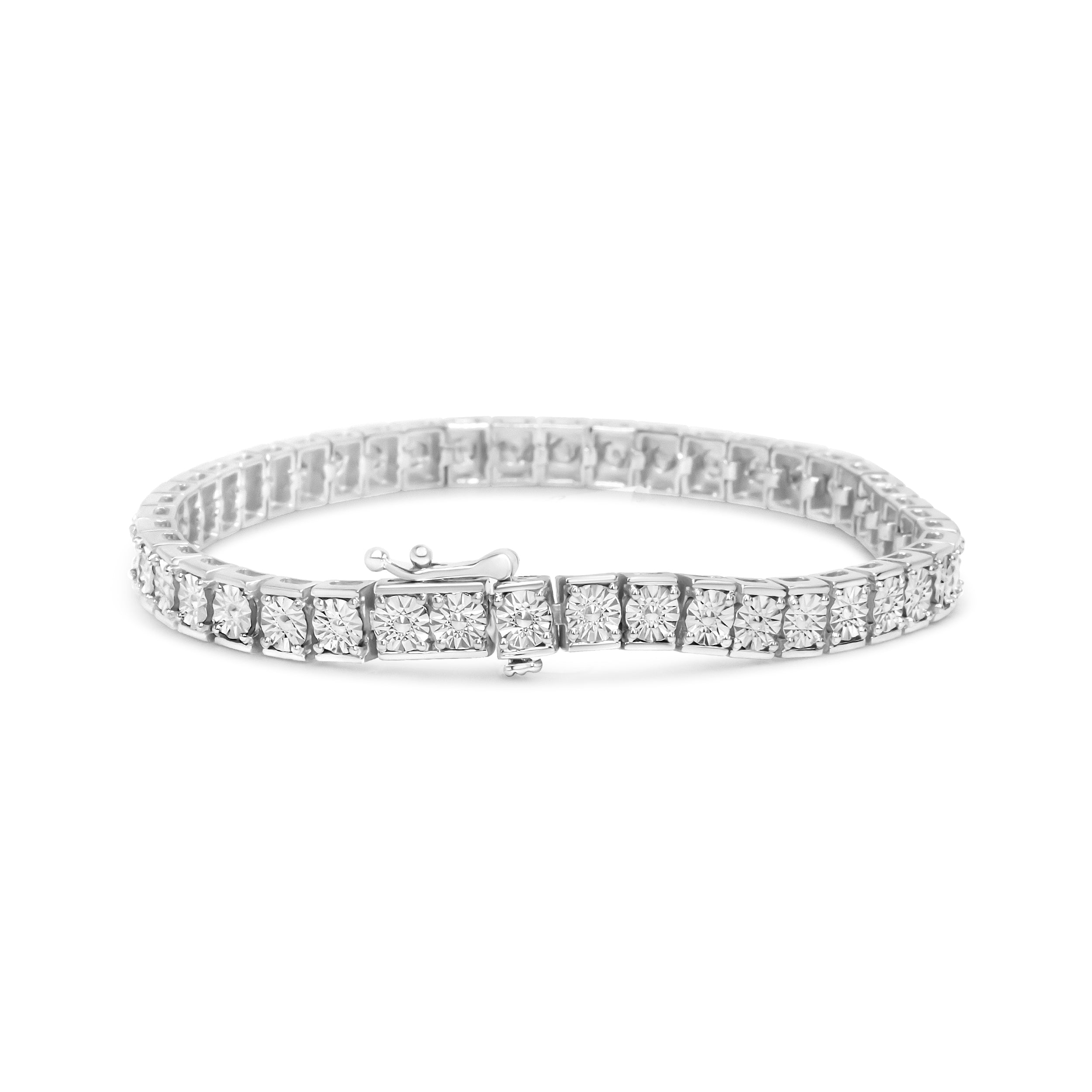 .925 Sterling Silver 1/10 Cttw Diamond 7.25" Link Bracelet I-J Color, I2-I3 Clarity on sale at MyriadMart