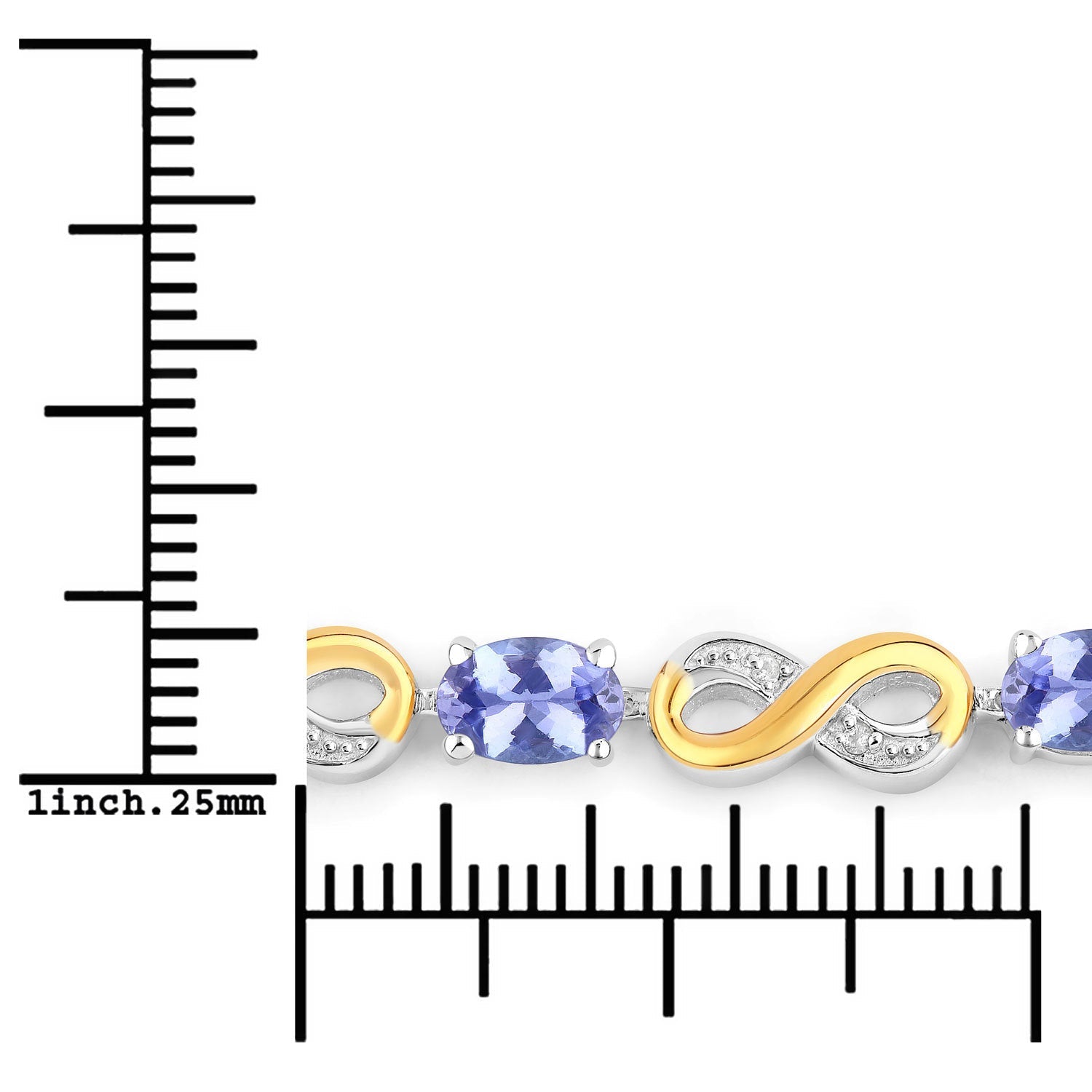 1.79 Carat Genuine Tanzanite and White Topaz .925 Sterling Silver Bracelet on sale at MyriadMart