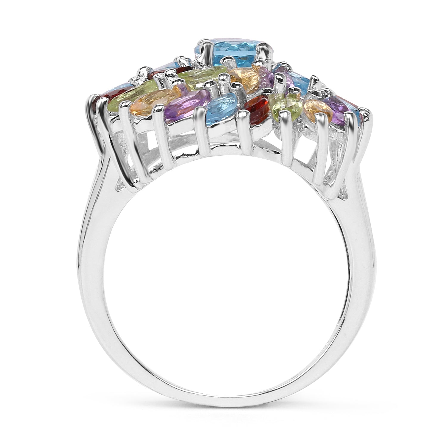 3.70 Carat Genuine Multi Stone .925 Sterling Silver Ring on sale at MyriadMart