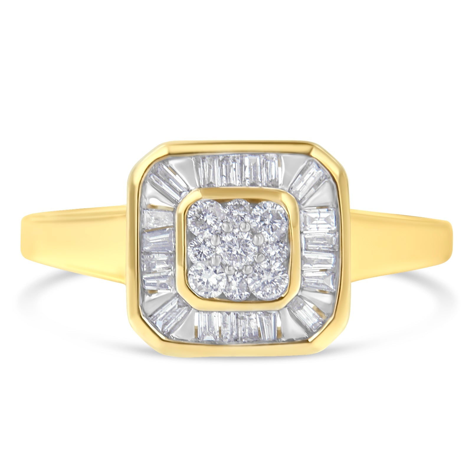 10K Yellow Gold Diamond Cocktail Ring 1/2 Cttw, I-J Color, SI2-I1 Clarity - Size 6 on sale at MyriadMart