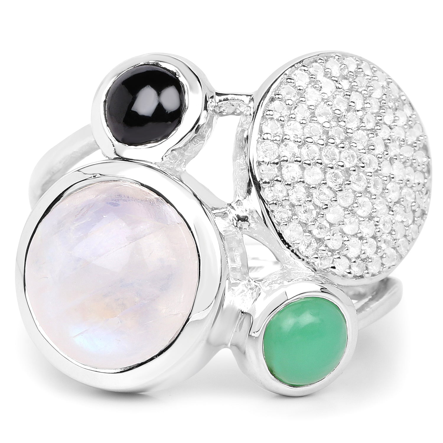 5.90 Carat Genuine Multi Stone .925 Sterling Silver Ring on sale at MyriadMart