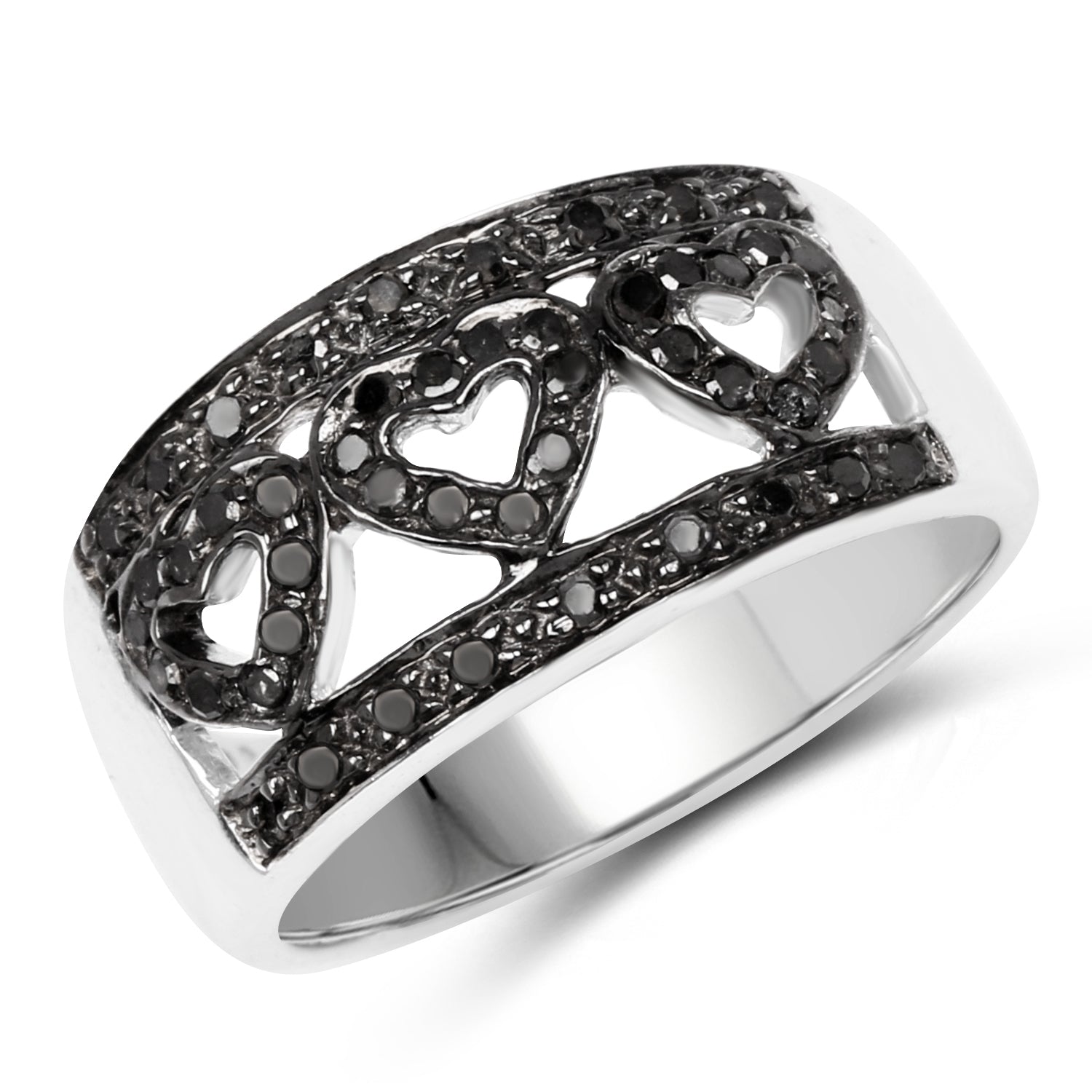 0.32 Carat Genuine Black Diamond .925 Sterling Silver Ring on sale at MyriadMart