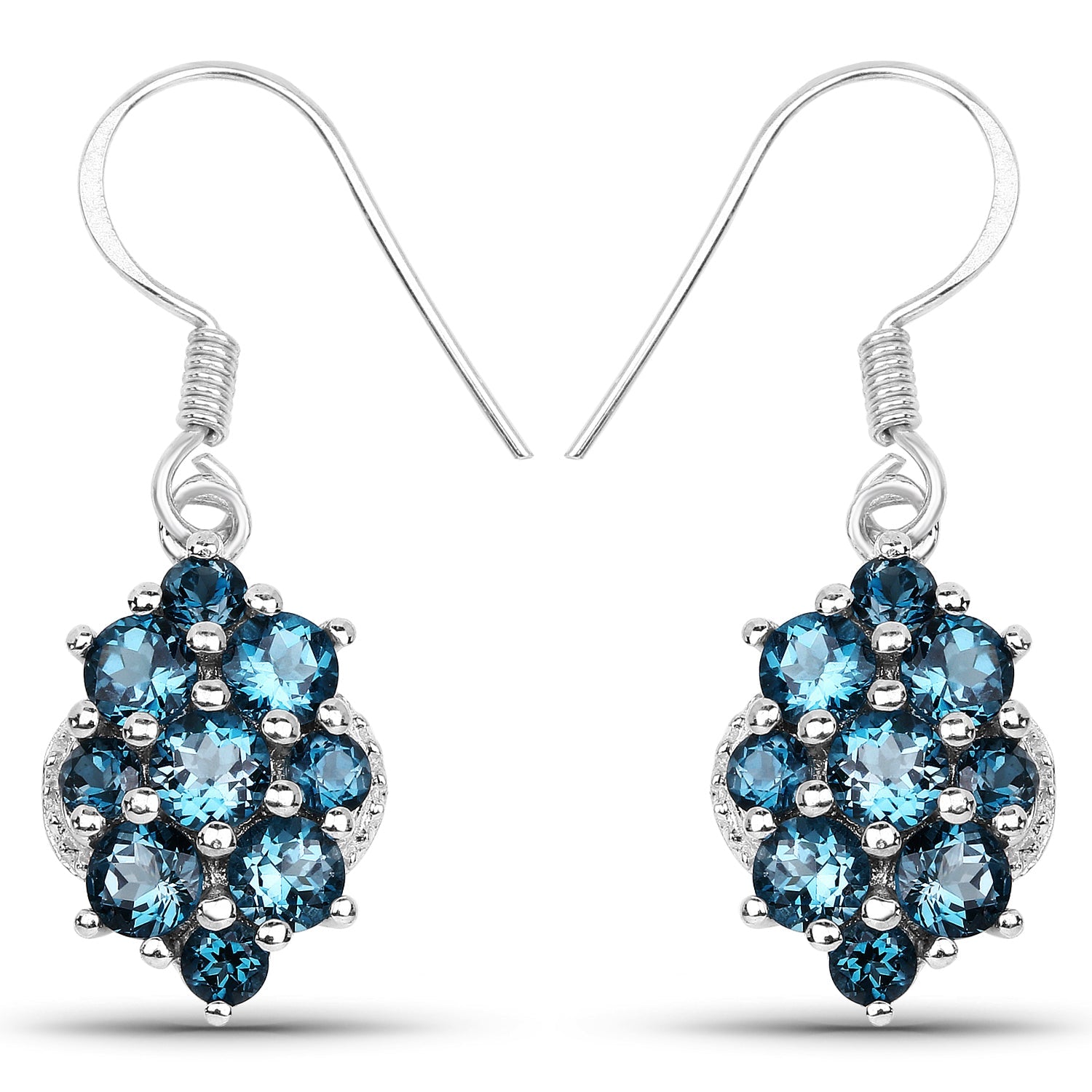 4.32 Carat Genuine London Blue Topaz .925 Sterling Silver Earrings on sale at MyriadMart
