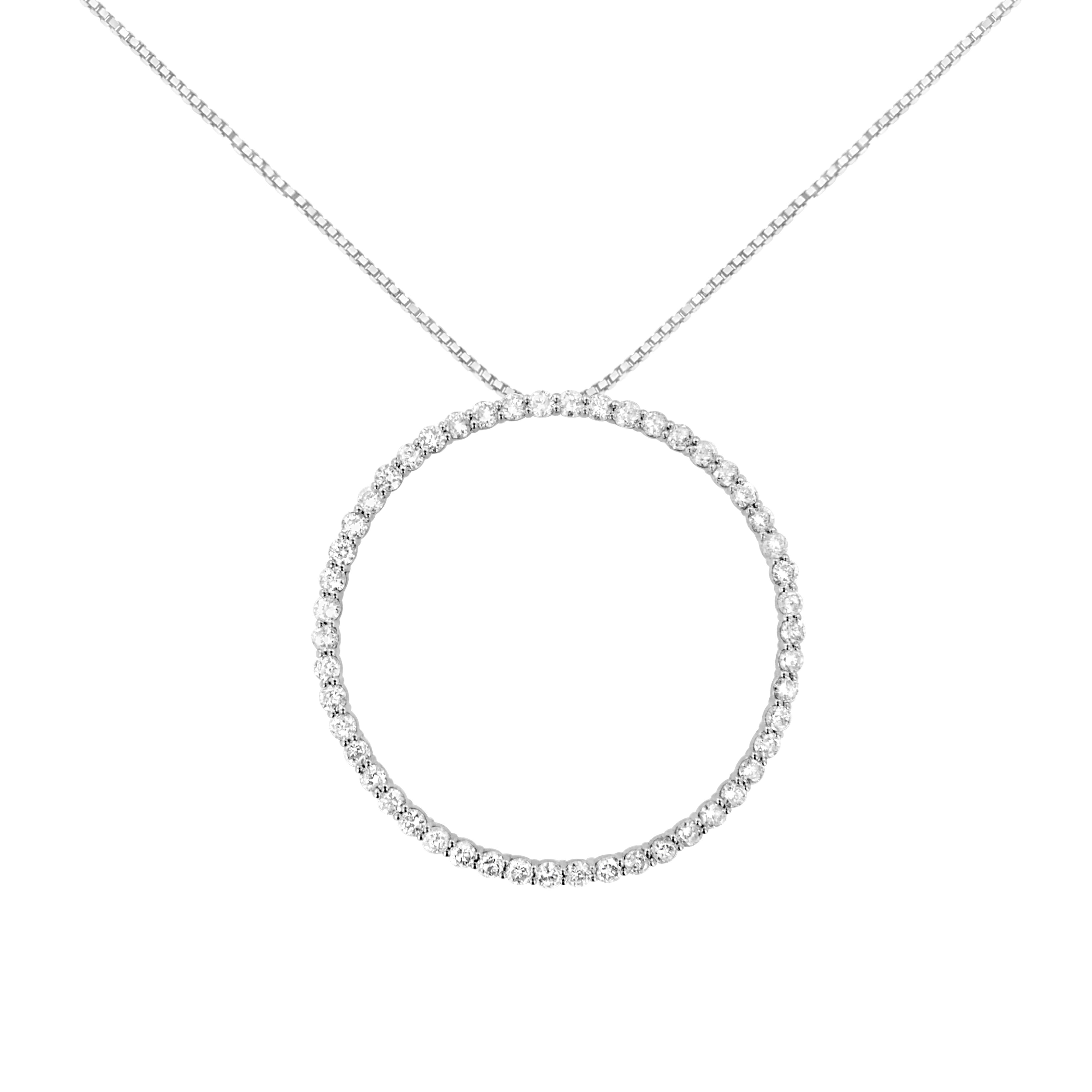 .925 Sterling Silver 4 cttw Prong Set, Round-Cut Diamond Open Circle Hoop 18" Pendant Necklace J-K Color, I1-I2 Clarity on sale at MyriadMart