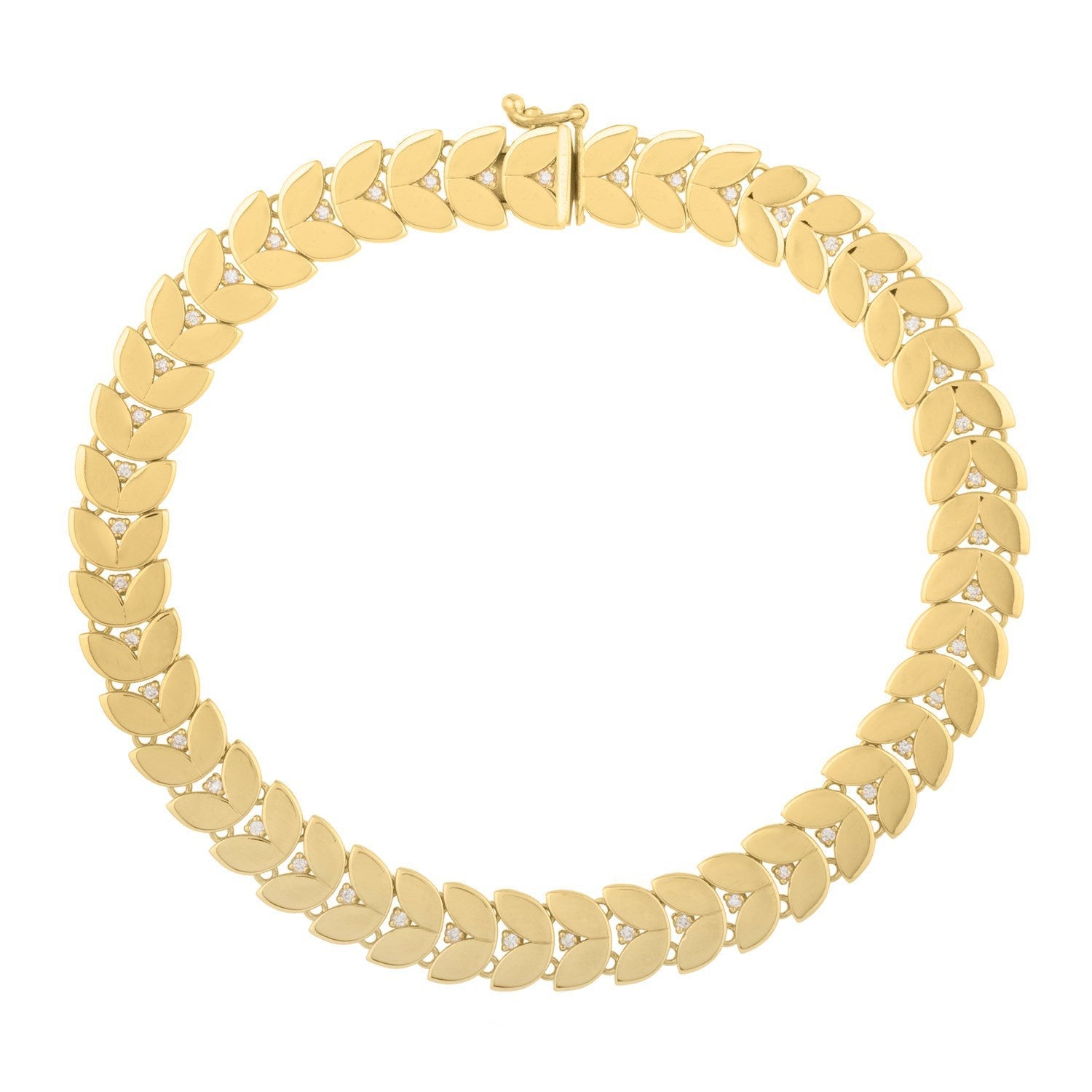 14k Yellow Gold 7 1/2 inch Laurel Leaf Bracelet with Diamond 7.40 mm on sale at MyriadMart