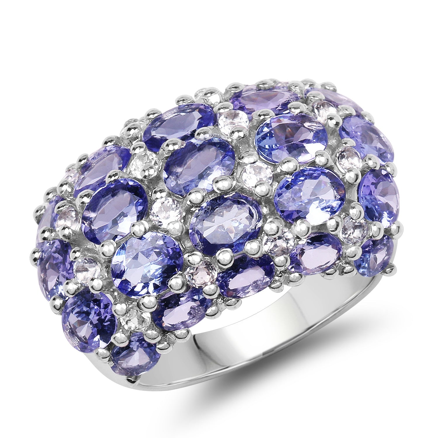 7.29 Carat Genuine Tanzanite and White Topaz .925 Sterling Silver Ring on sale at MyriadMart