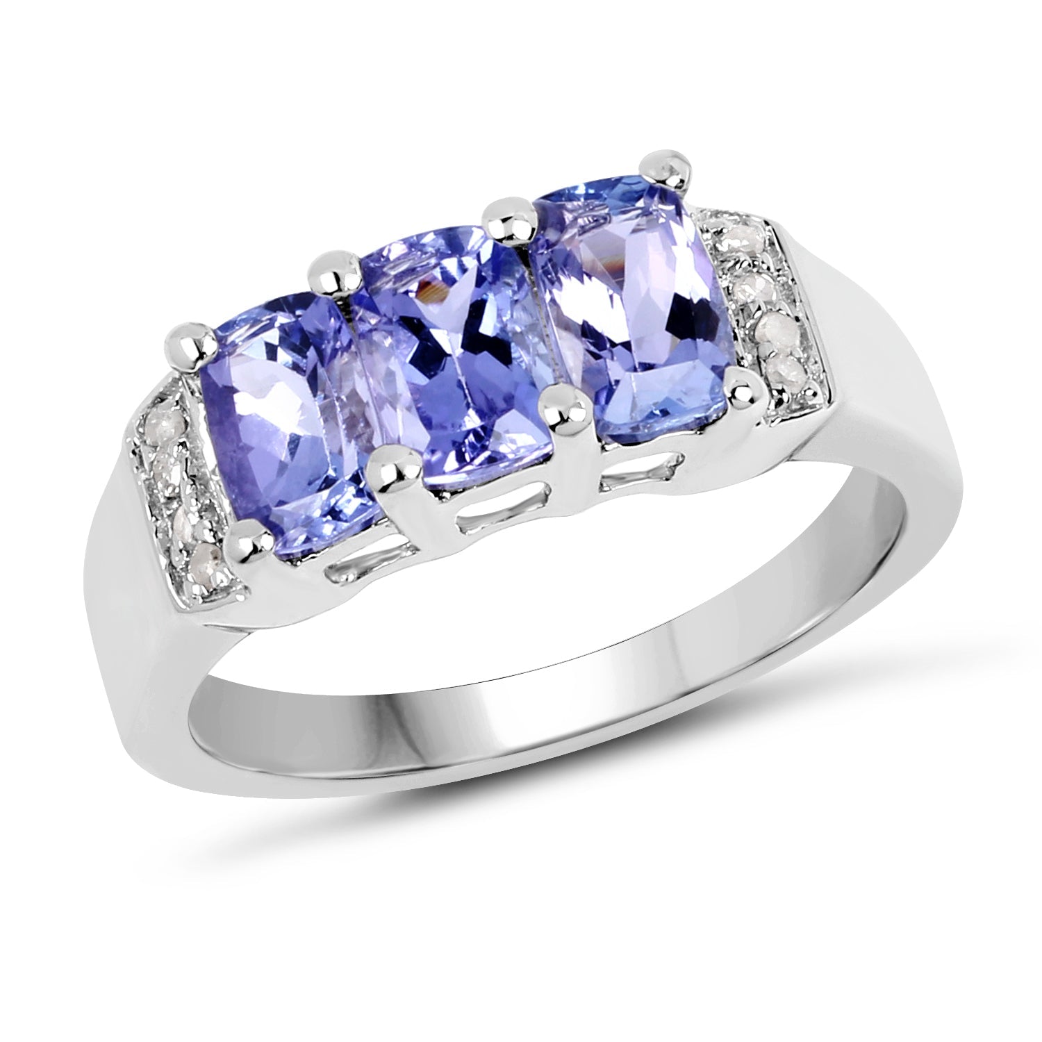 1.63 Carat Genuine Tanzanite & White Diamond .925 Sterling Silver Ring on sale at MyriadMart