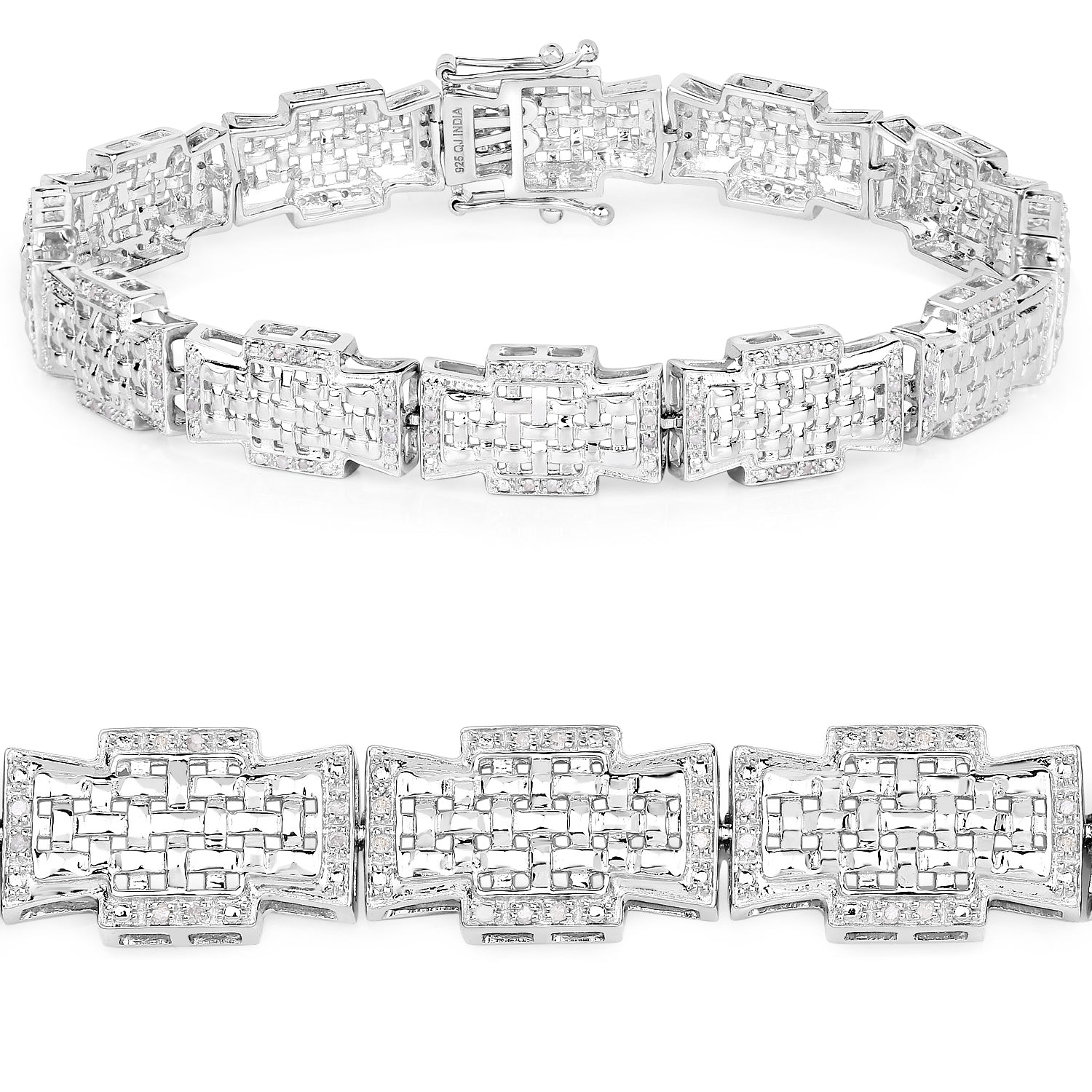 0.48 Carat Genuine White Diamond .925 Sterling Silver Bracelet on sale at MyriadMart