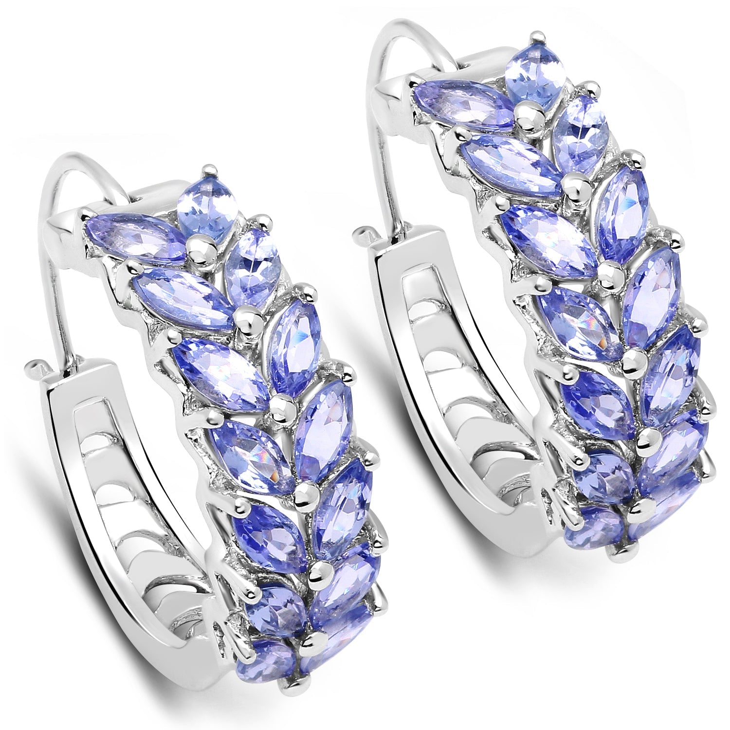 3.92 Carat Genuine Tanzanite .925 Sterling Silver Earrings on sale at MyriadMart