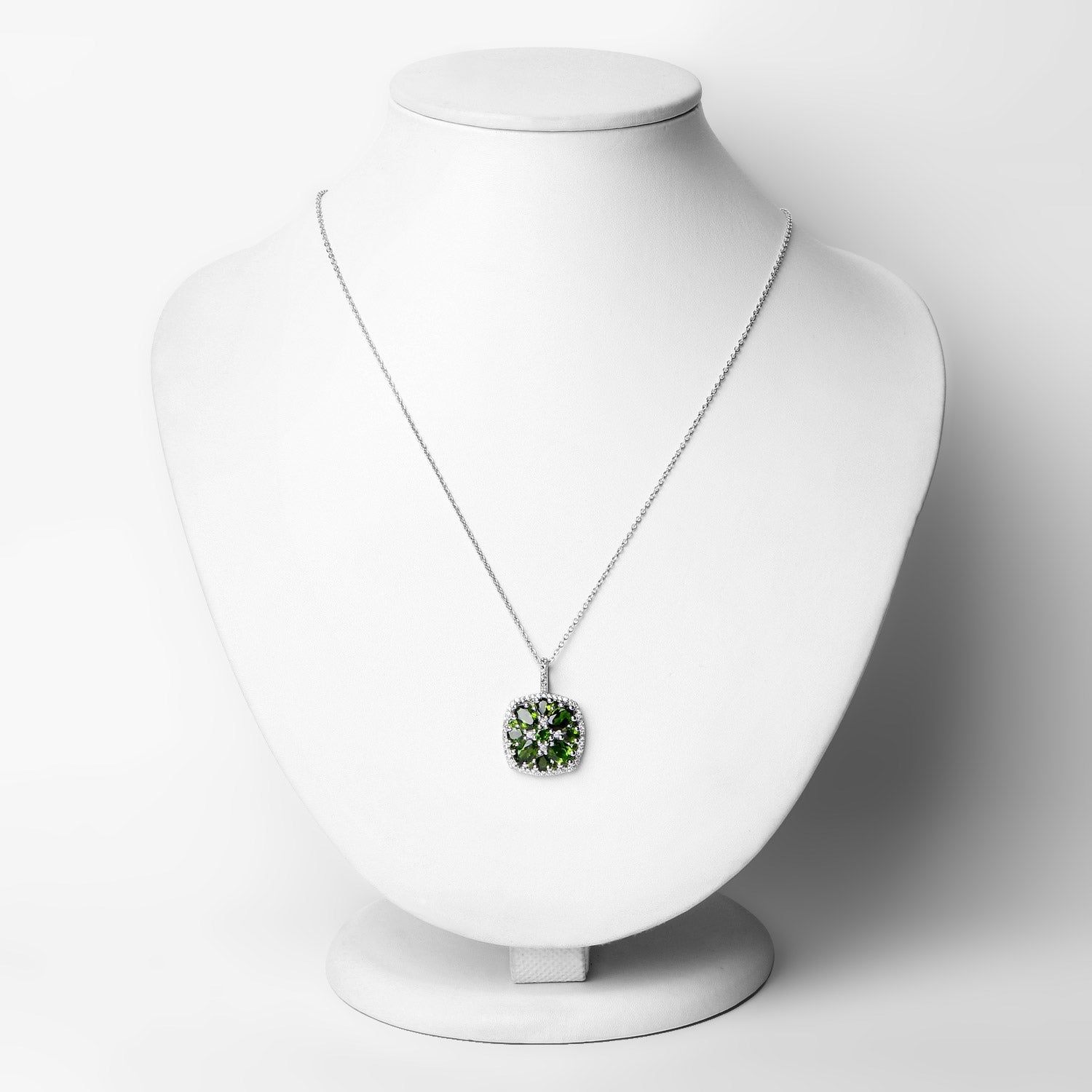 3.25 Carat Genuine Chrome Diopside and White Zircon .925 Sterling Silver Pendant on sale at MyriadMart