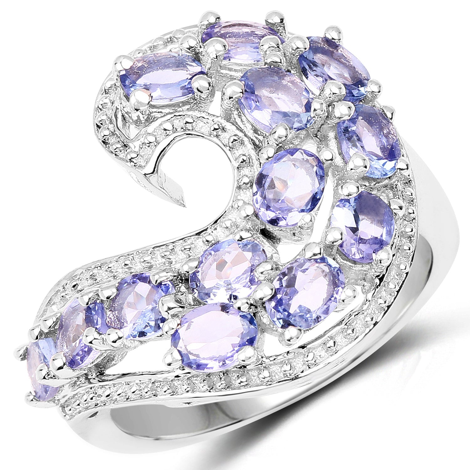 2.21 Carat Genuine Tanzanite .925 Sterling Silver Ring on sale at MyriadMart