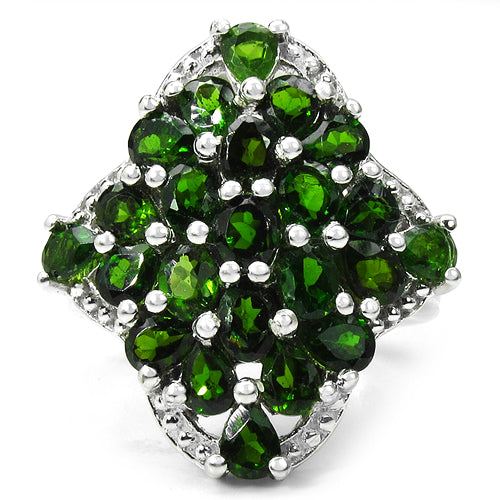 3.73 Carat Genuine Chrome Diopside .925 Sterling Silver Ring on sale at MyriadMart