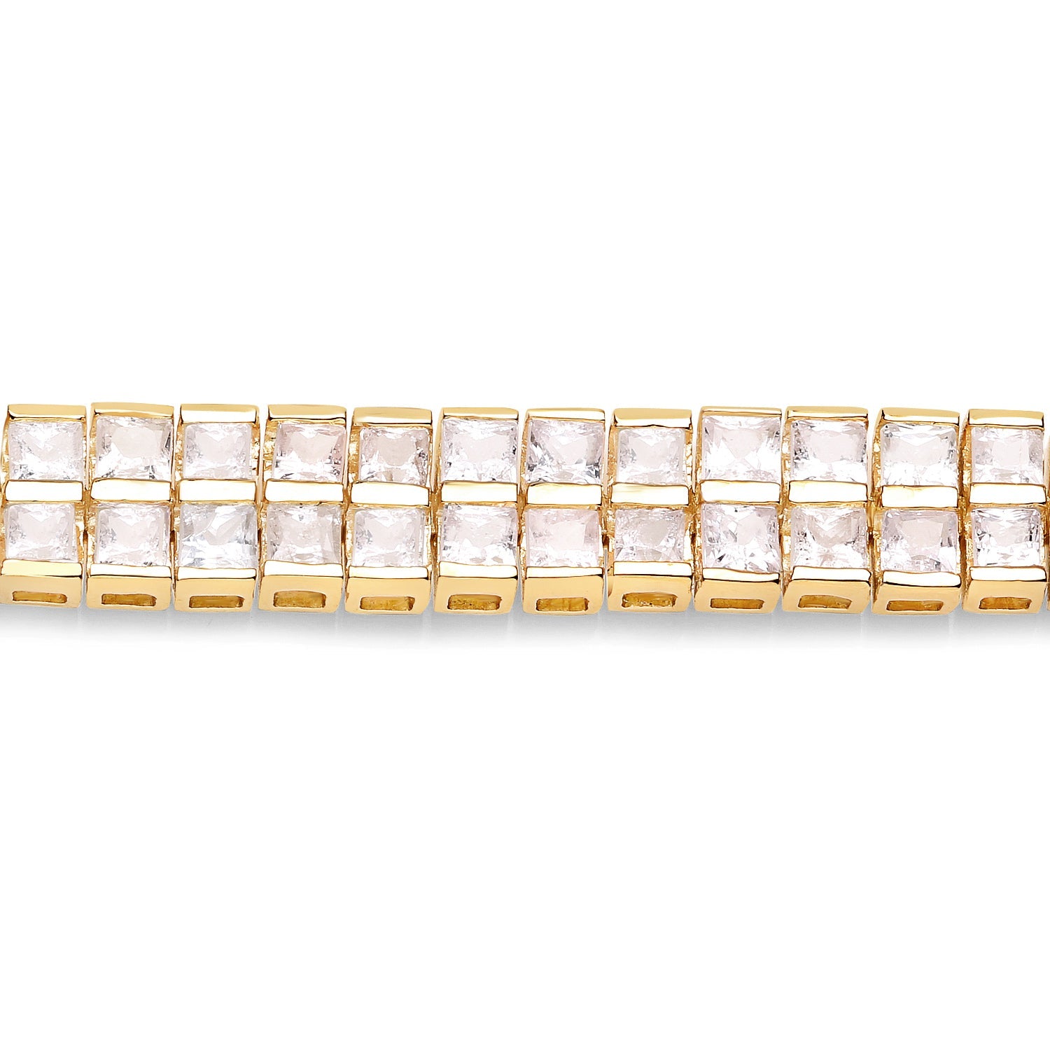 14K Yellow Gold Plated 9.52 Carat Genuine Blue Sapphire and White Sapphire .925 Sterling Silver Bracelet on sale at MyriadMart