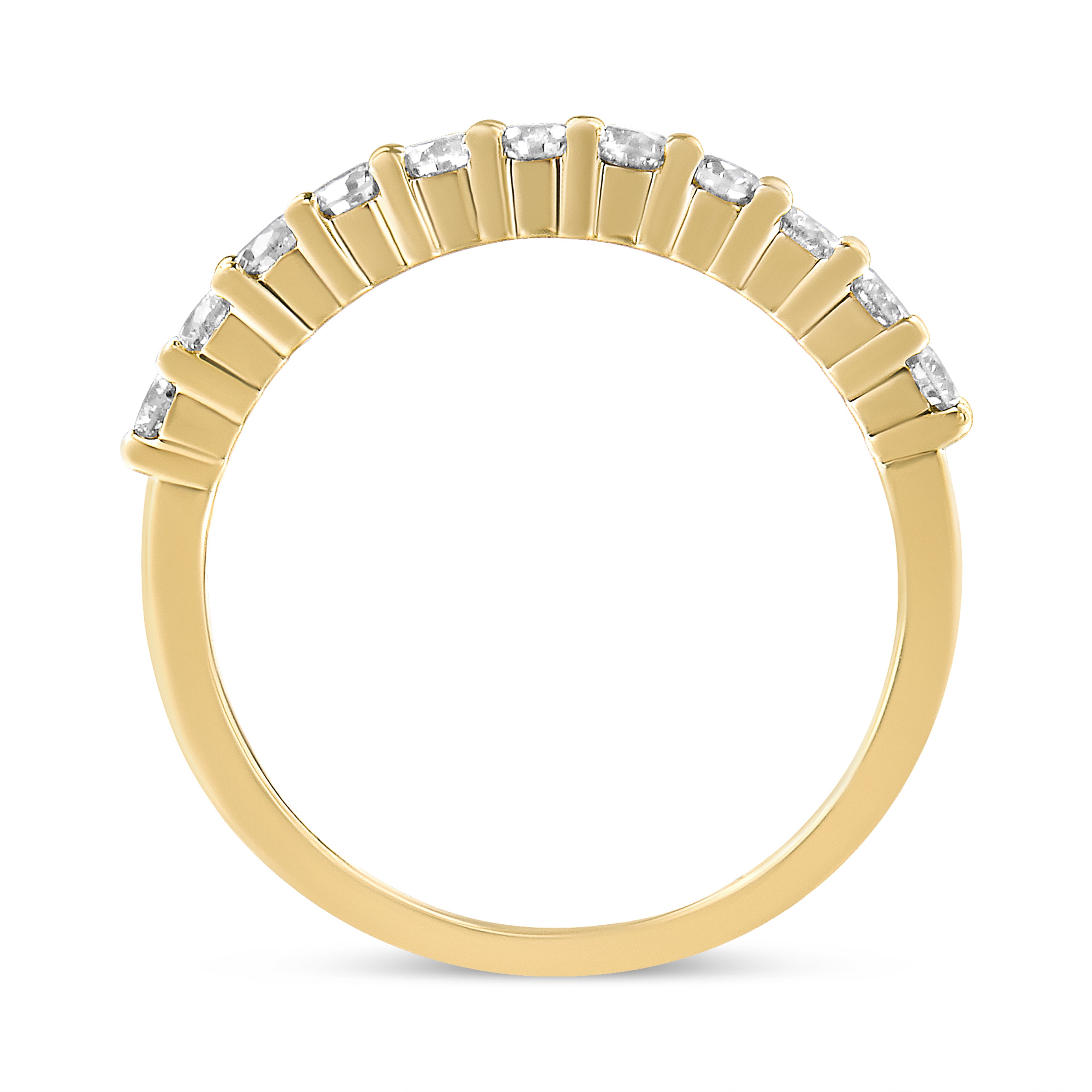 IGI Certified 1/2 Cttw Diamond 10K Yellow Gold Prong Set Fluted Band Style Wedding Ring J-K Color, I1-I2 Clarity - Size 7 on sale at MyriadMart
