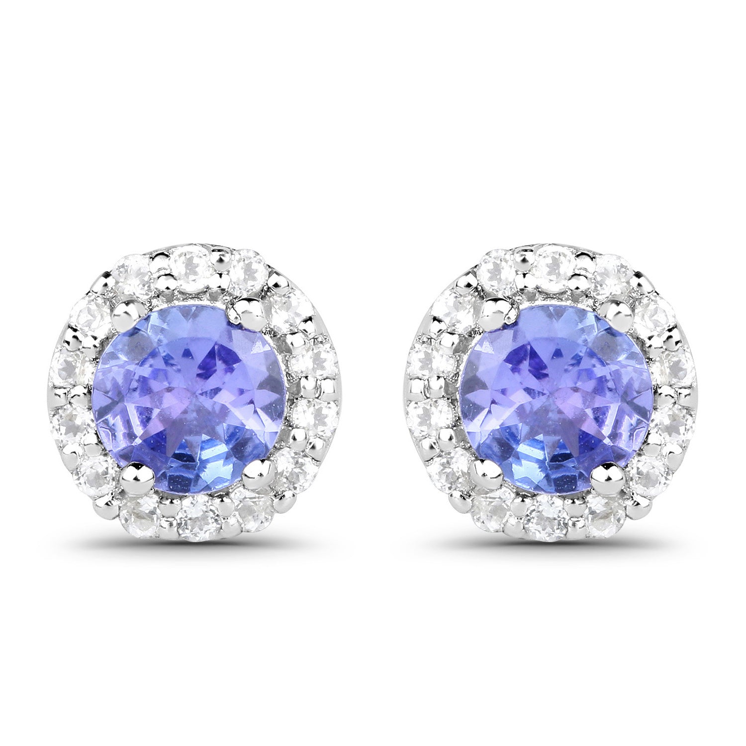 3.77 Carat Genuine Tanzanite and White Topaz .925 Sterling Silver 3 Piece Jewelry Set Ring, Earrings, and Pendant w/ Chain on sale at MyriadMart