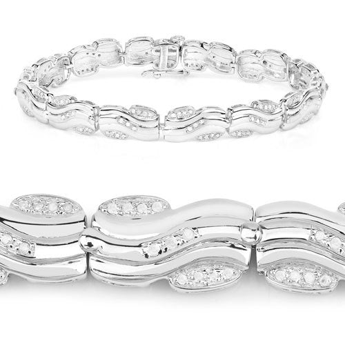 0.84 Carat Genuine White Diamond .925 Sterling Silver Bracelet on sale at MyriadMart
