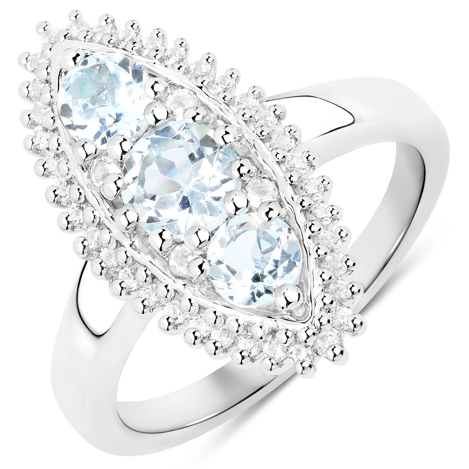 4.50 Carat Genuine Blue Topaz and White Topaz .925 Sterling Silver 3 Piece Jewelry Set Ring, Earrings, and Pendant w/ Chain on sale at MyriadMart