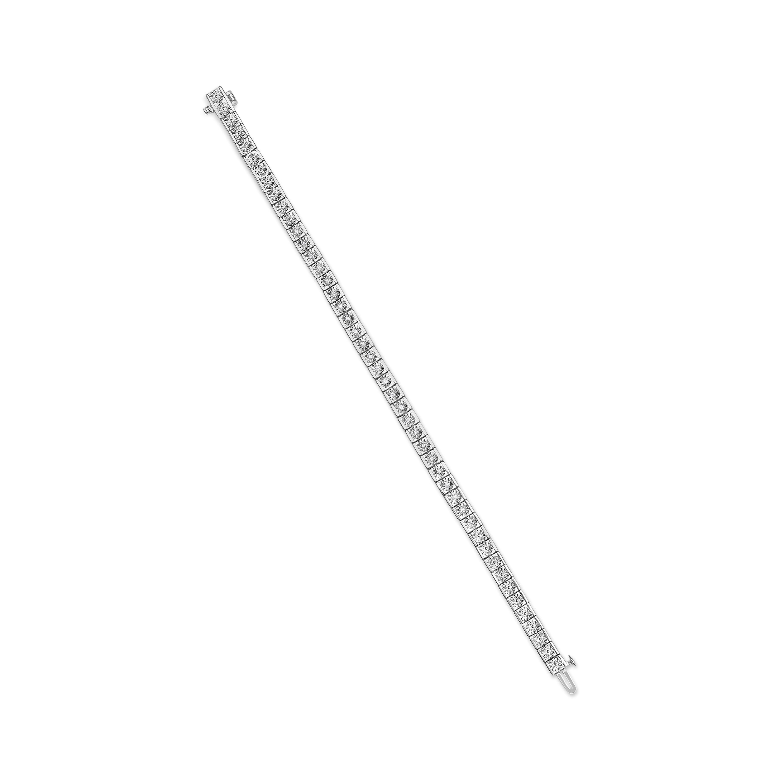 .925 Sterling Silver 1/4 Cttw Miracle Set Diamond and Bead Link 7.25" Tennis Bracelet I-J Color, I2-I3 Clarity on sale at MyriadMart