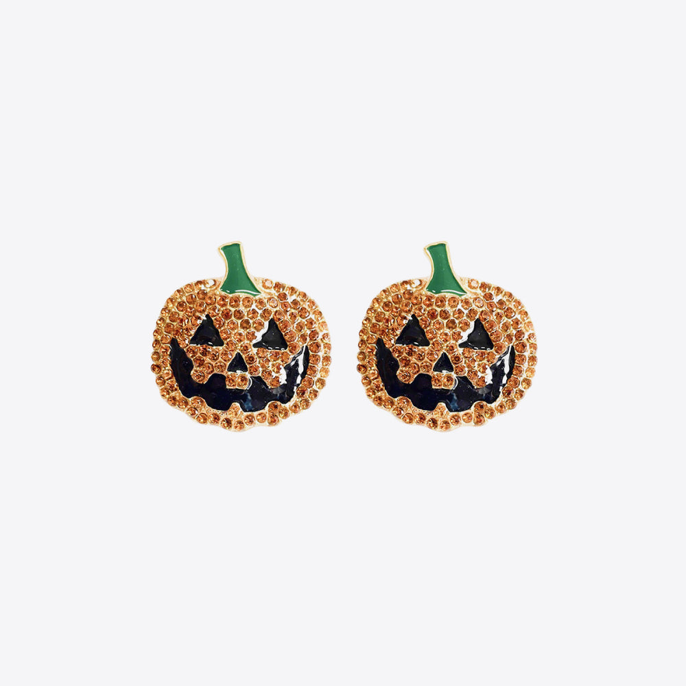Demon Pumpkin Rhinestone Alloy Earrings - MyriadMart