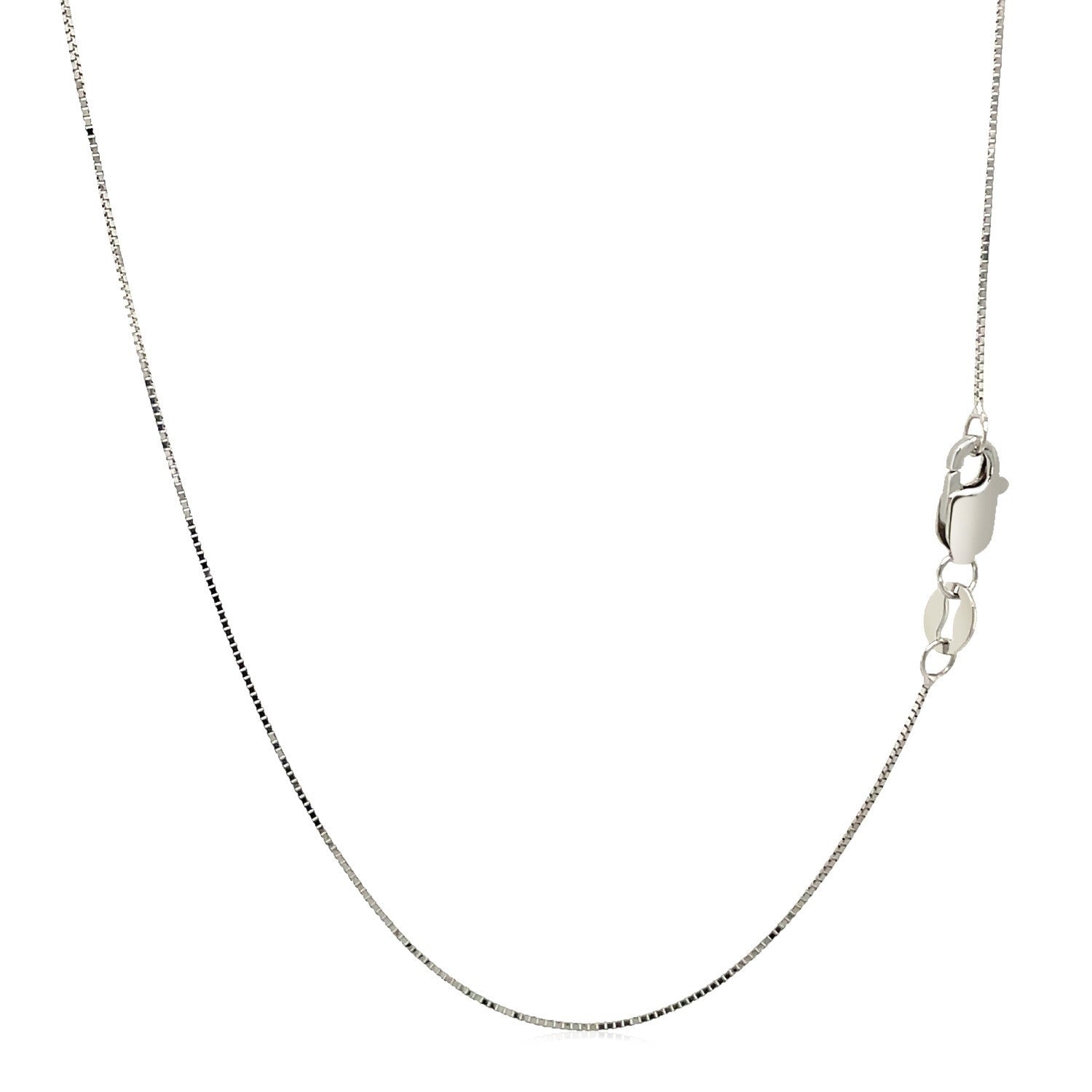 10k White Gold Classic Box Chain 0.45 mm on sale at MyriadMart