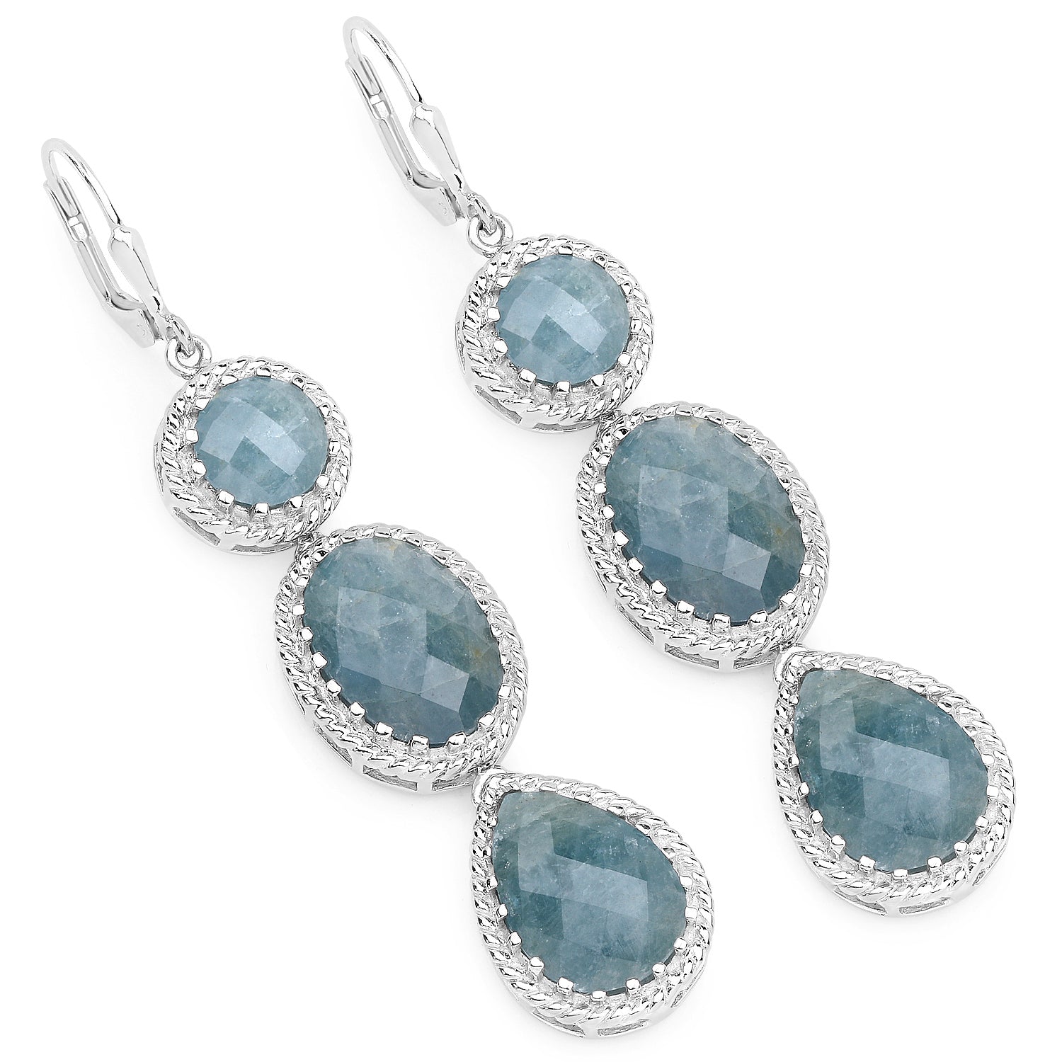 21.32 Carat Genuine Milky Aquamarine .925 Sterling Silver Earrings on sale at MyriadMart