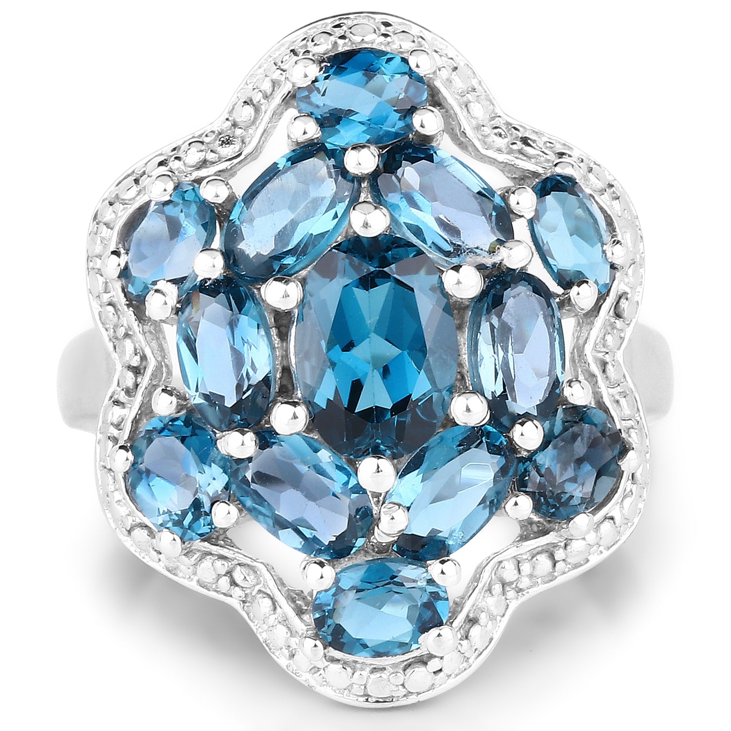 3.72 Carat Genuine London Blue Topaz .925 Sterling Silver Ring on sale at MyriadMart