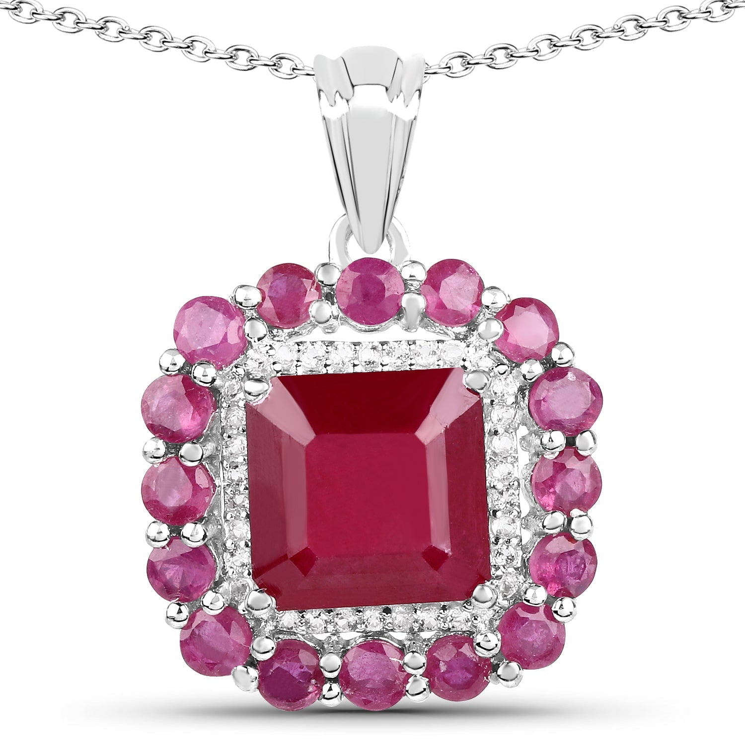 8.48 Carat Glass Filled Ruby and White Topaz .925 Sterling Silver Pendant on sale at MyriadMart