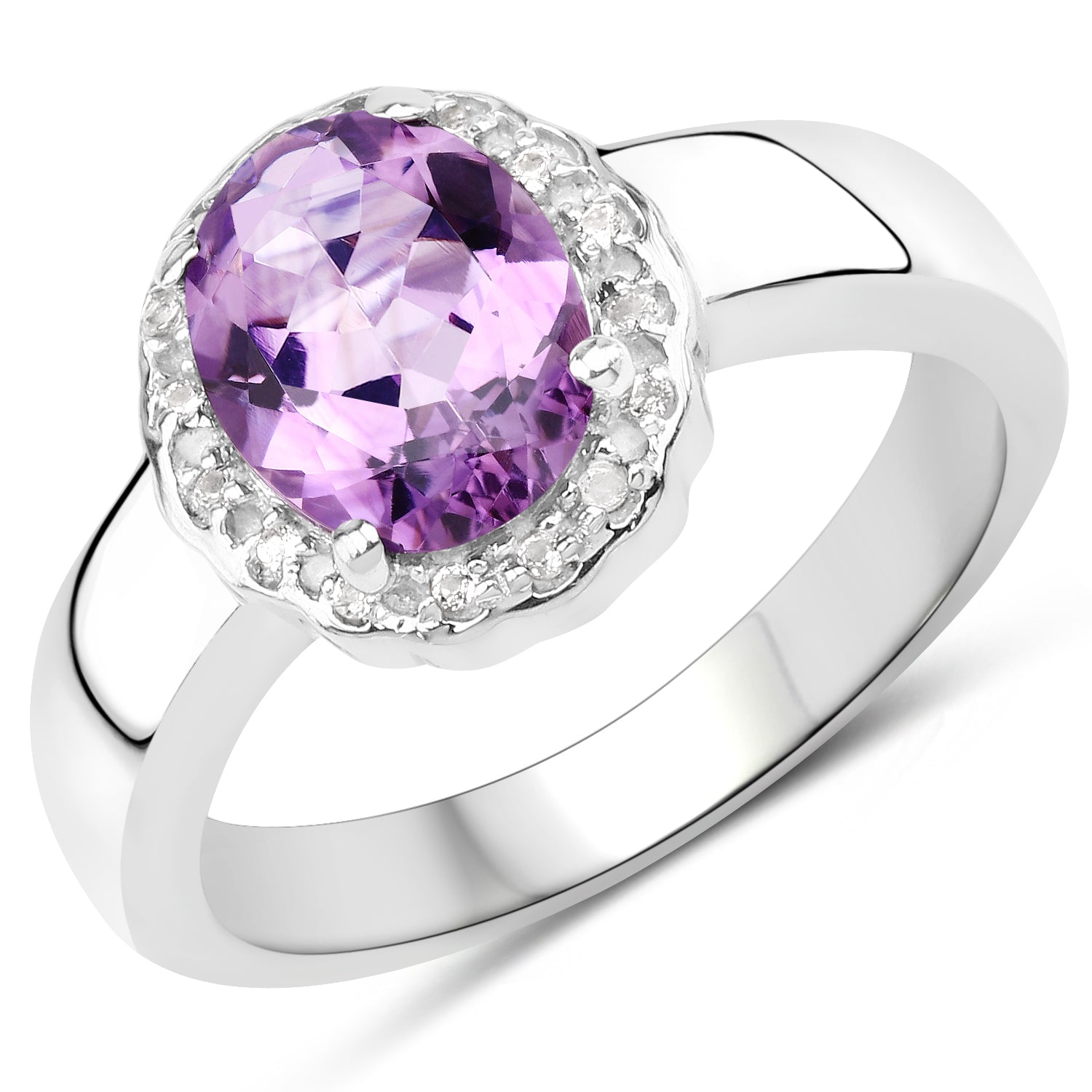 1.68 Carat Genuine Amethyst and White Topaz .925 Sterling Silver Ring on sale at MyriadMart
