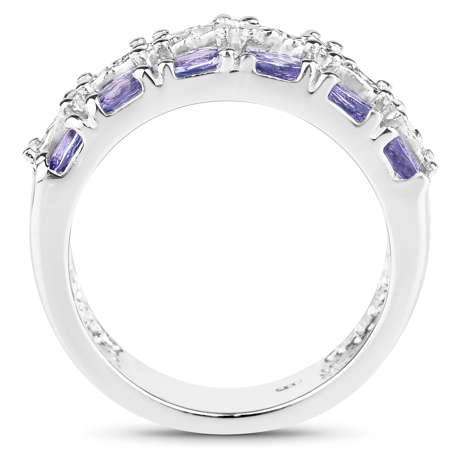 2.05 Carat Genuine Tanzanite and White Topaz .925 Sterling Silver Ring on sale at MyriadMart