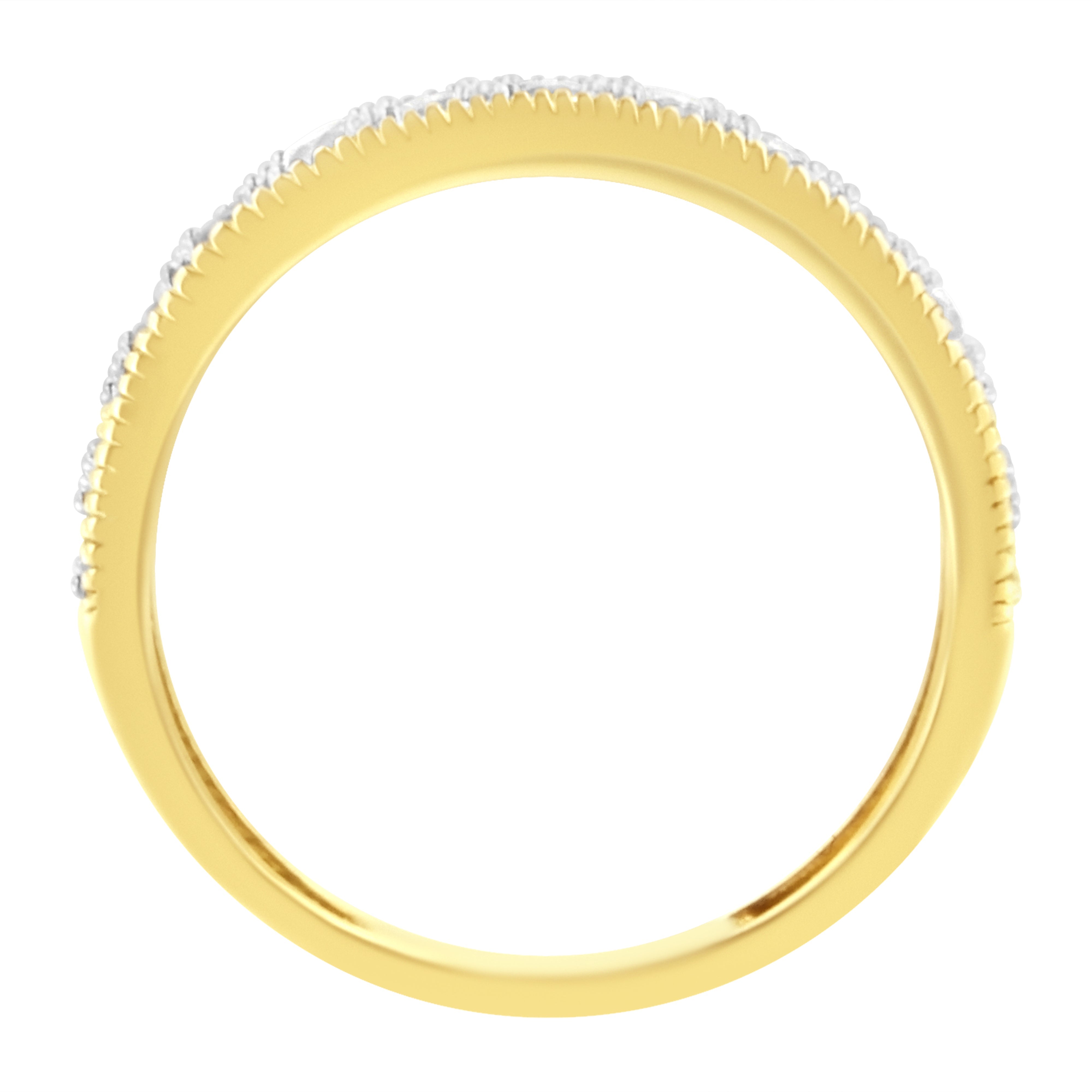 IGI Certified 1/2 Cttw Diamond 10K Yellow Gold Prong Set Beaded Milgrain Band Style Ring J-K Color, I2-I3 Clarity - Size 7 on sale at MyriadMart