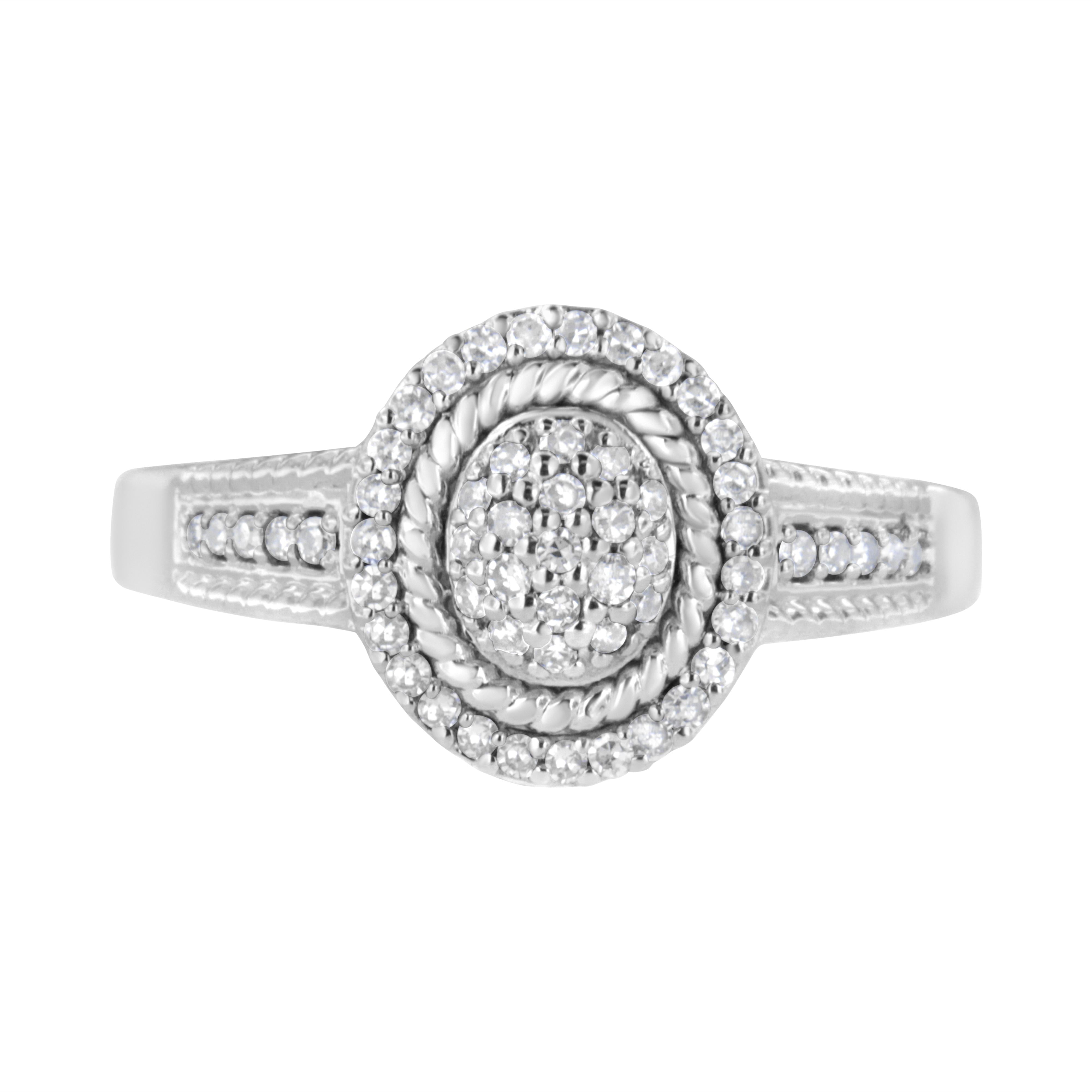 .925 Sterling Silver 1/3 Cttw Pave Set Round-Cut Diamond Braided Halo Cocktail Ring I-J Color, I2-I3 Clarity - Size 7 on sale at MyriadMart