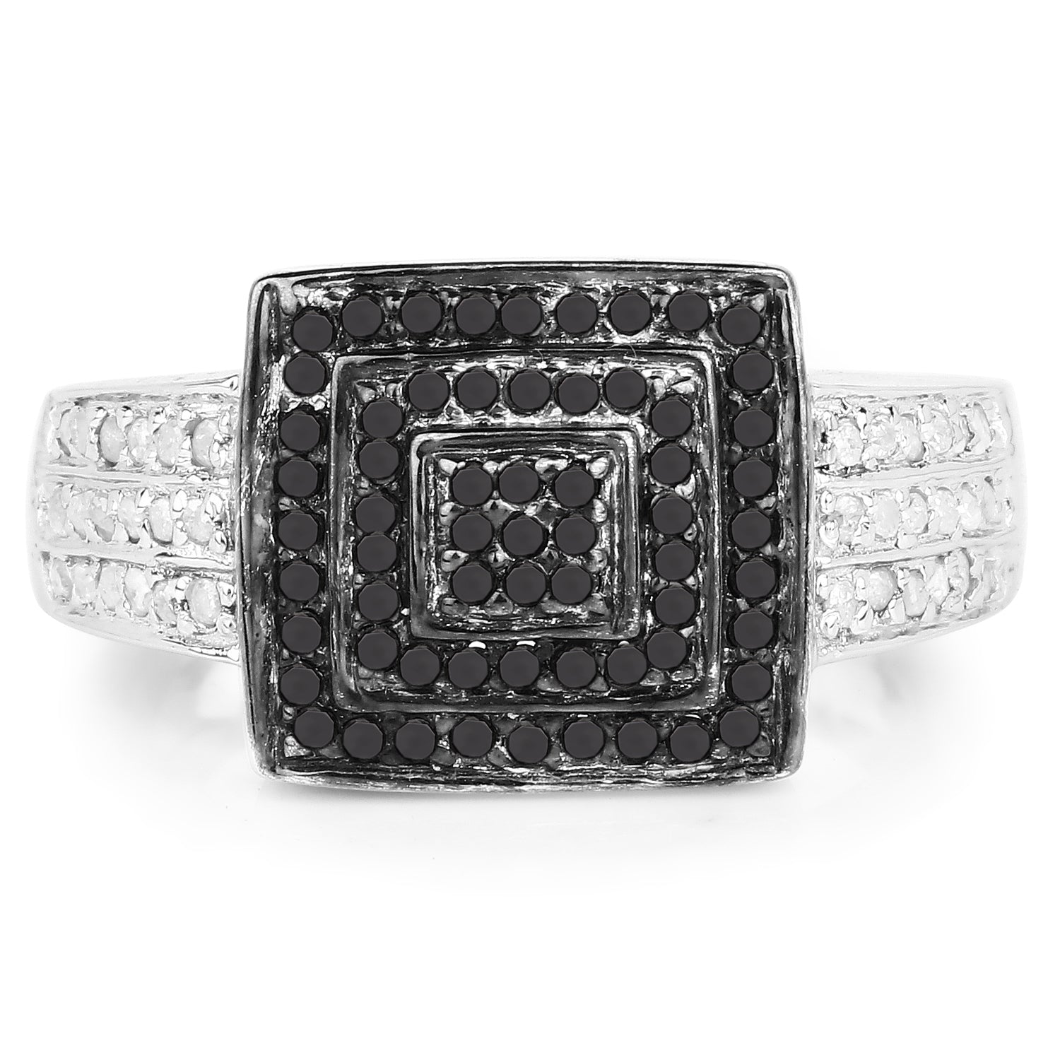0.55 Carat Genuine Black Diamond and White Diamond .925 Sterling Silver Ring on sale at MyriadMart