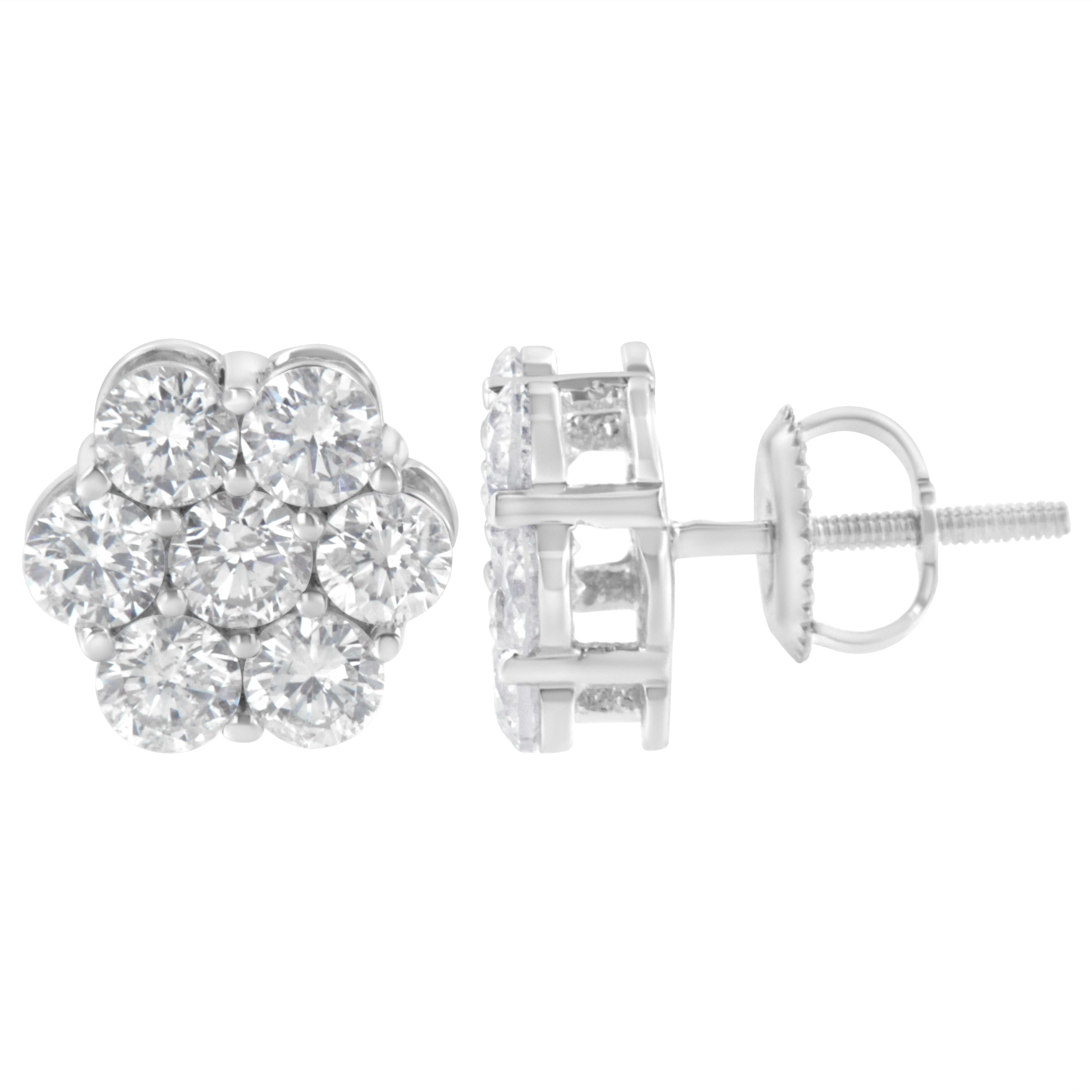 Sterling Silver 2 cttw Floral Composite 7 Stone Diamond Stud Earring I-J, I1-I2 on sale at MyriadMart