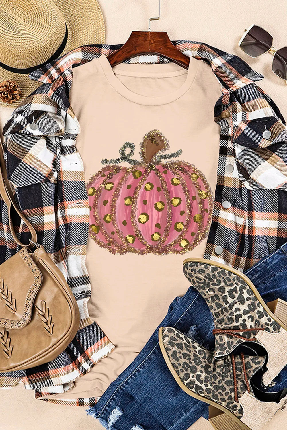 Pumpkin Round Neck Short Sleeve T-Shirt - MyriadMart