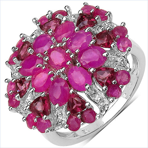 3.90 Carat Genuine Ruby & Rhodolite .925 Sterling Silver Ring on sale at MyriadMart