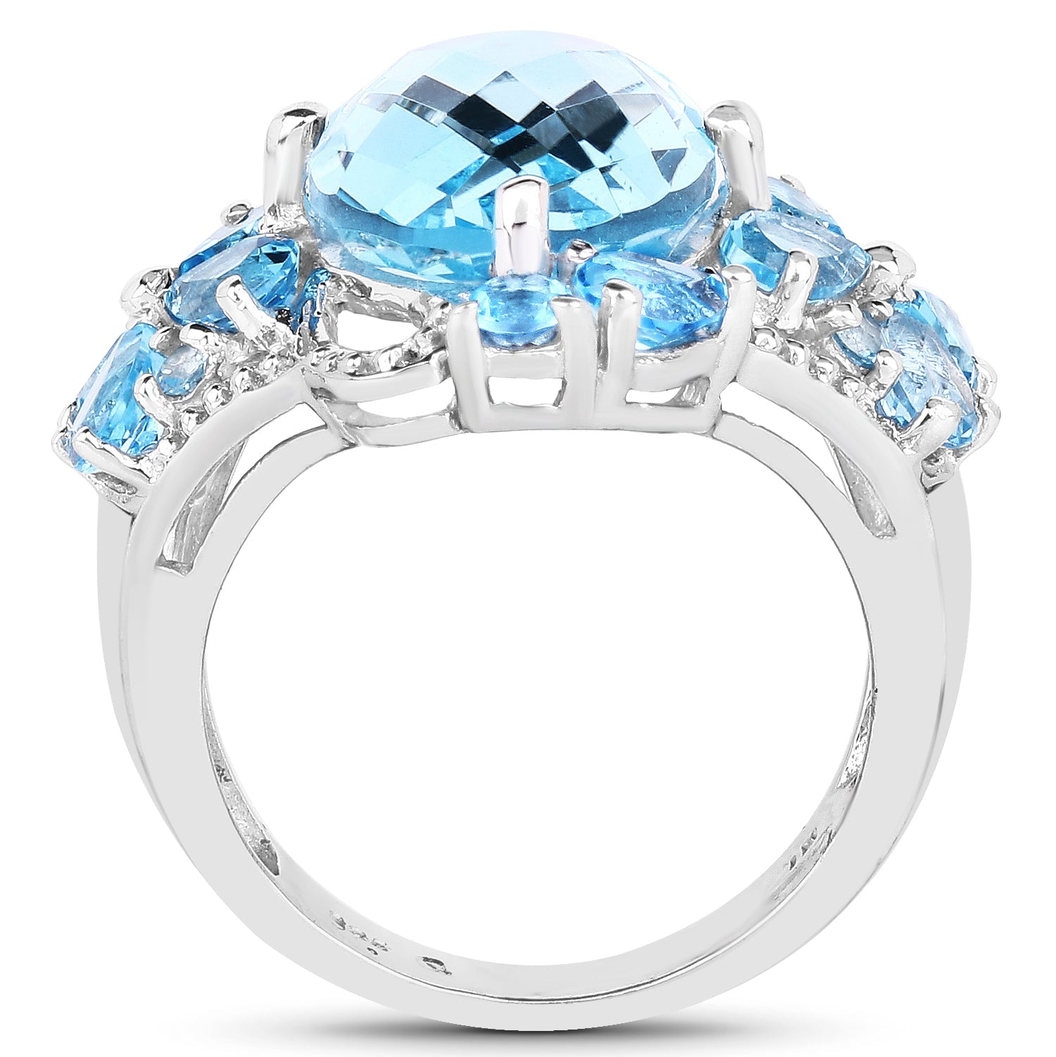 9.50 Carat Genuine Blue Topaz and Swiss Blue Topaz .925 Sterling Silver Ring on sale at MyriadMart