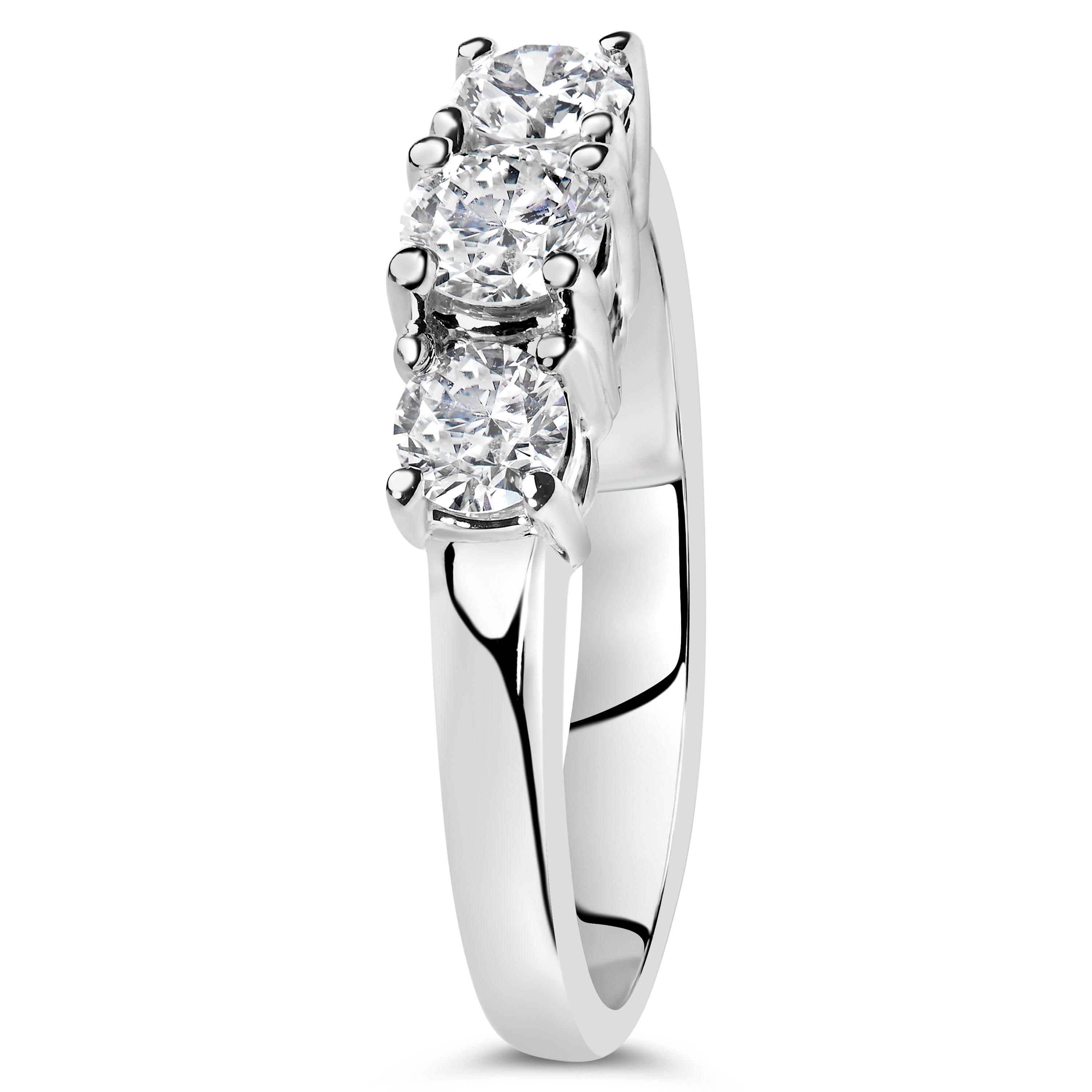 14K White Gold 3/4 Cttw Lab Grown Diamond 3 Stone Ring Band F-G Color, VS2-SI1 Clarity - Size 7 on sale at MyriadMart