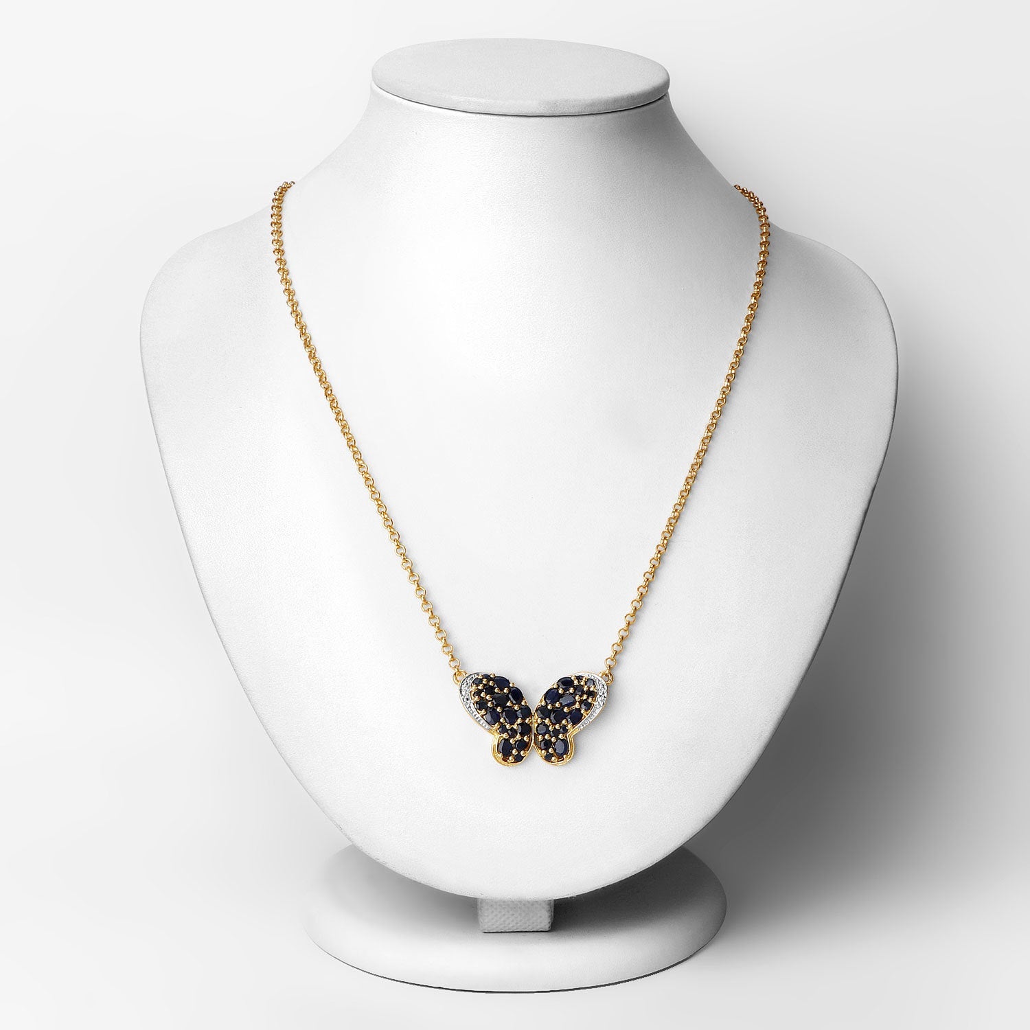 3.83 Carat Genuine Blue Sapphire and White Zircon .925 Sterling Silver Pendant on sale at MyriadMart
