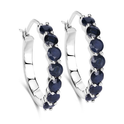 2.66 Carat Genuine Blue Sapphire .925 Sterling Silver Earrings on sale at MyriadMart
