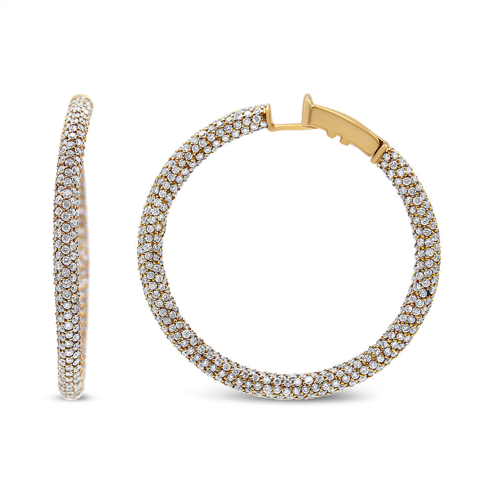 18K Rose Gold 6.90 Cttw Pave Set Diamond Inside Out Eternity Hoop Earrings F-G Color, VS1-VS2 Clarity on sale at MyriadMart