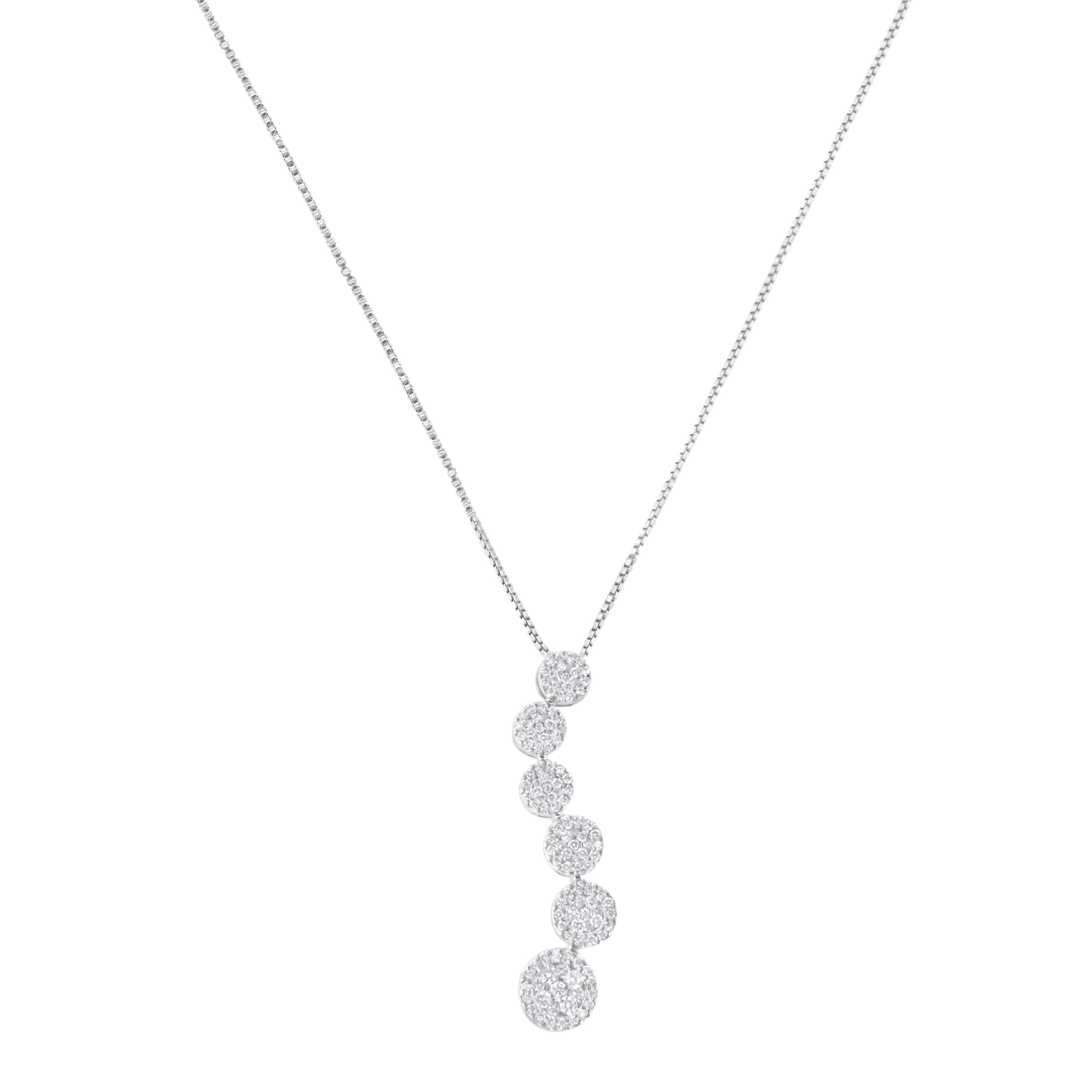 14K White Gold 1 cttw Diamond Cluster Journey Pendant Necklace H-I, I1-I2 on sale at MyriadMart