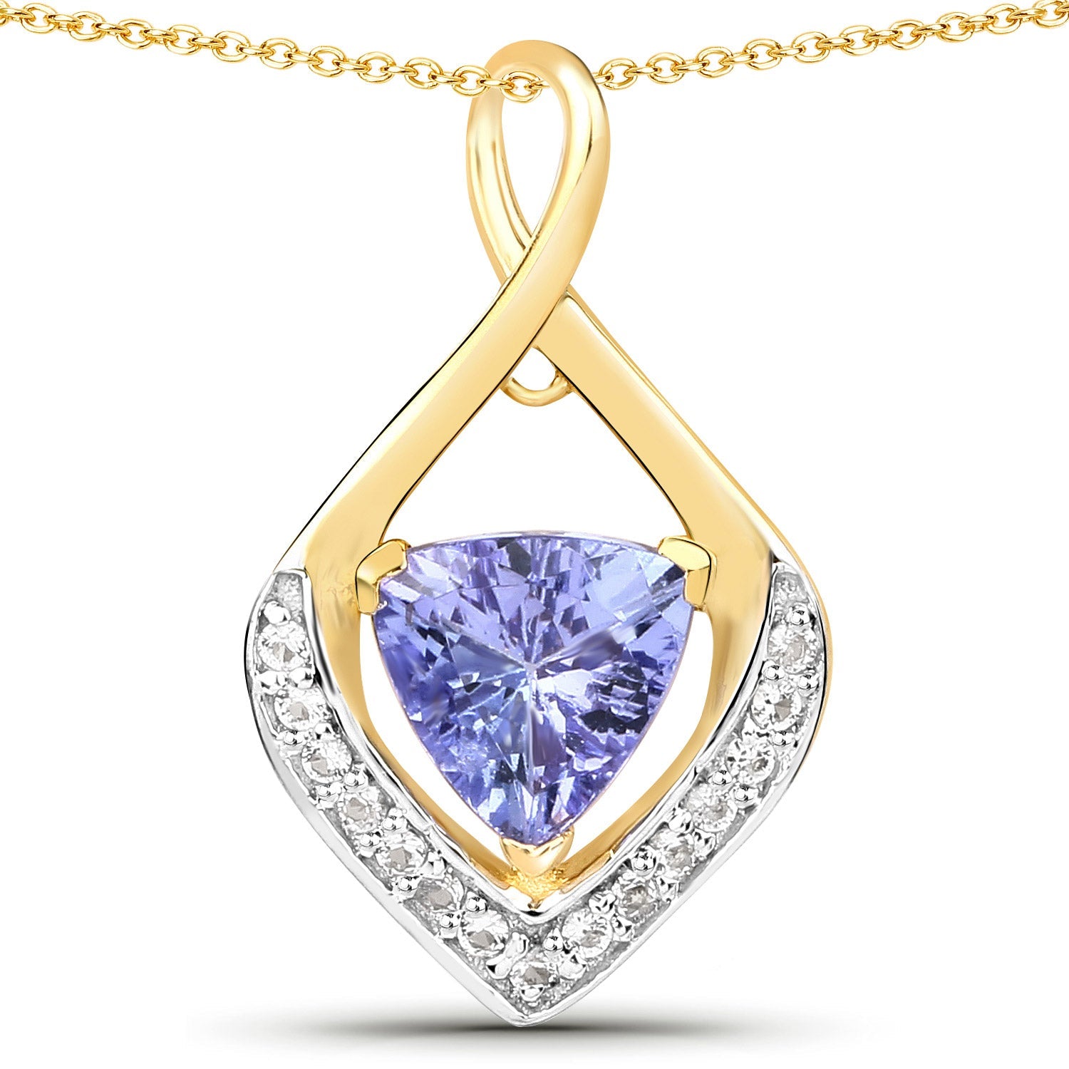 0.96 Carat Genuine Tanzanite and White Topaz .925 Sterling Silver Pendant on sale at MyriadMart