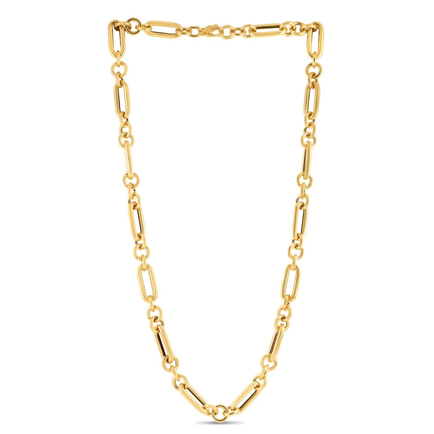 14k Yellow Gold Italian Alternating Paperclip Round Links Chain Necklace on sale at MyriadMart