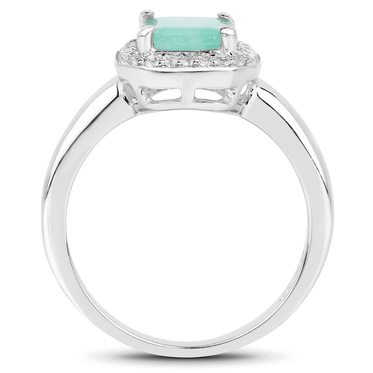 1.73 Carat Genuine Emerald & White Topaz .925 Sterling Silver Ring on sale at MyriadMart