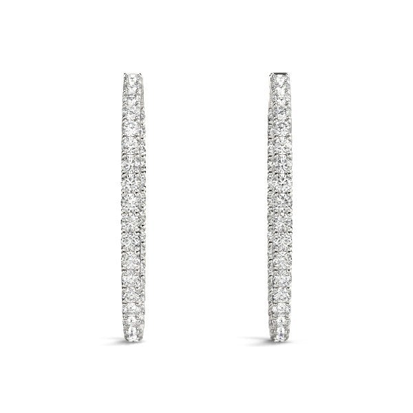 Oval Shape Two Sided Diamond Hoop Earrings in 14k White Gold 2 cttw on sale at MyriadMart