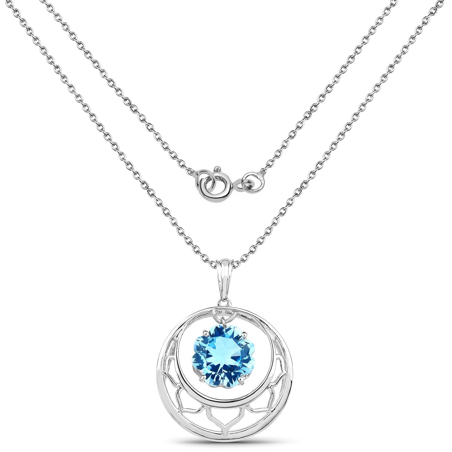 8.75 Carat Genuine Swiss Blue Topaz .925 Sterling Silver Pendant on sale at MyriadMart