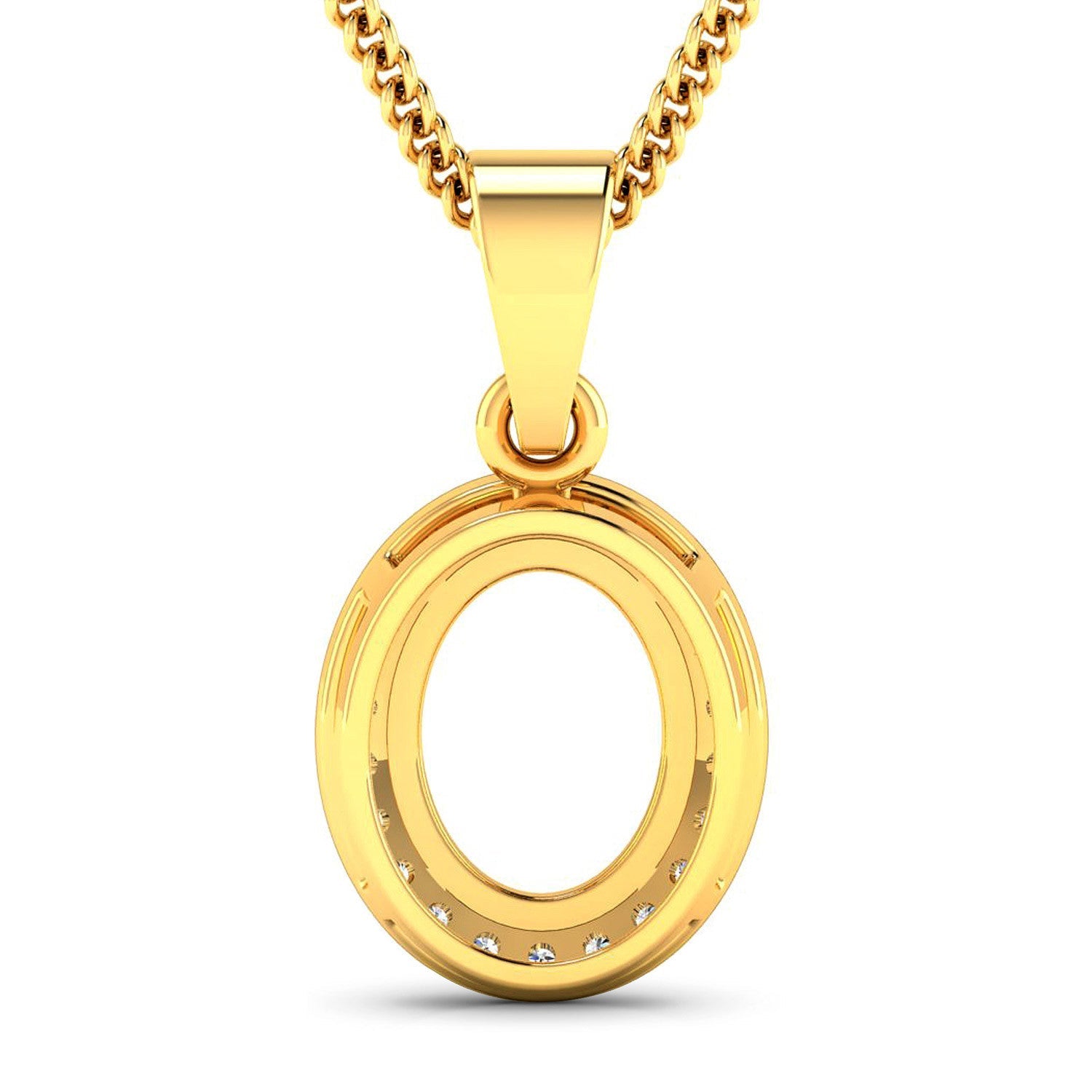 0.22 Carat Genuine White Diamond 14K Yellow Gold Semi Mount Pendant - holds 9x7mm Oval Gemstone on sale at MyriadMart